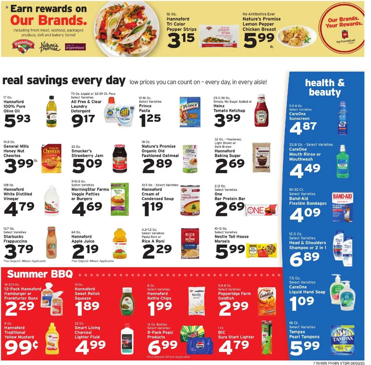 Hannaford Weekly Ad - valid from 03.08.2025 | Page: 7 | Products: Soap, Mouth Rinse, Tampons, Lighter