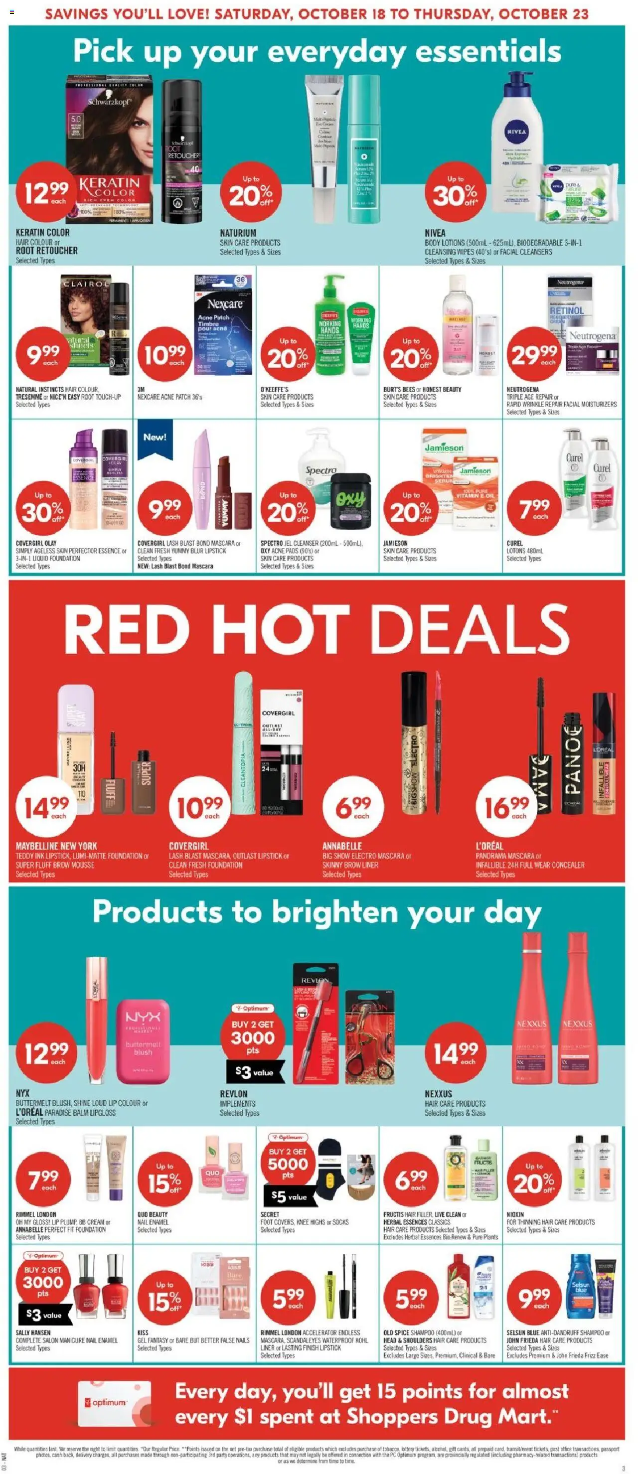 Shoppers flyer valid from 18.10.2025 | Page: 10 | Products: BB cream, Blush, Lipstick, Shampoo