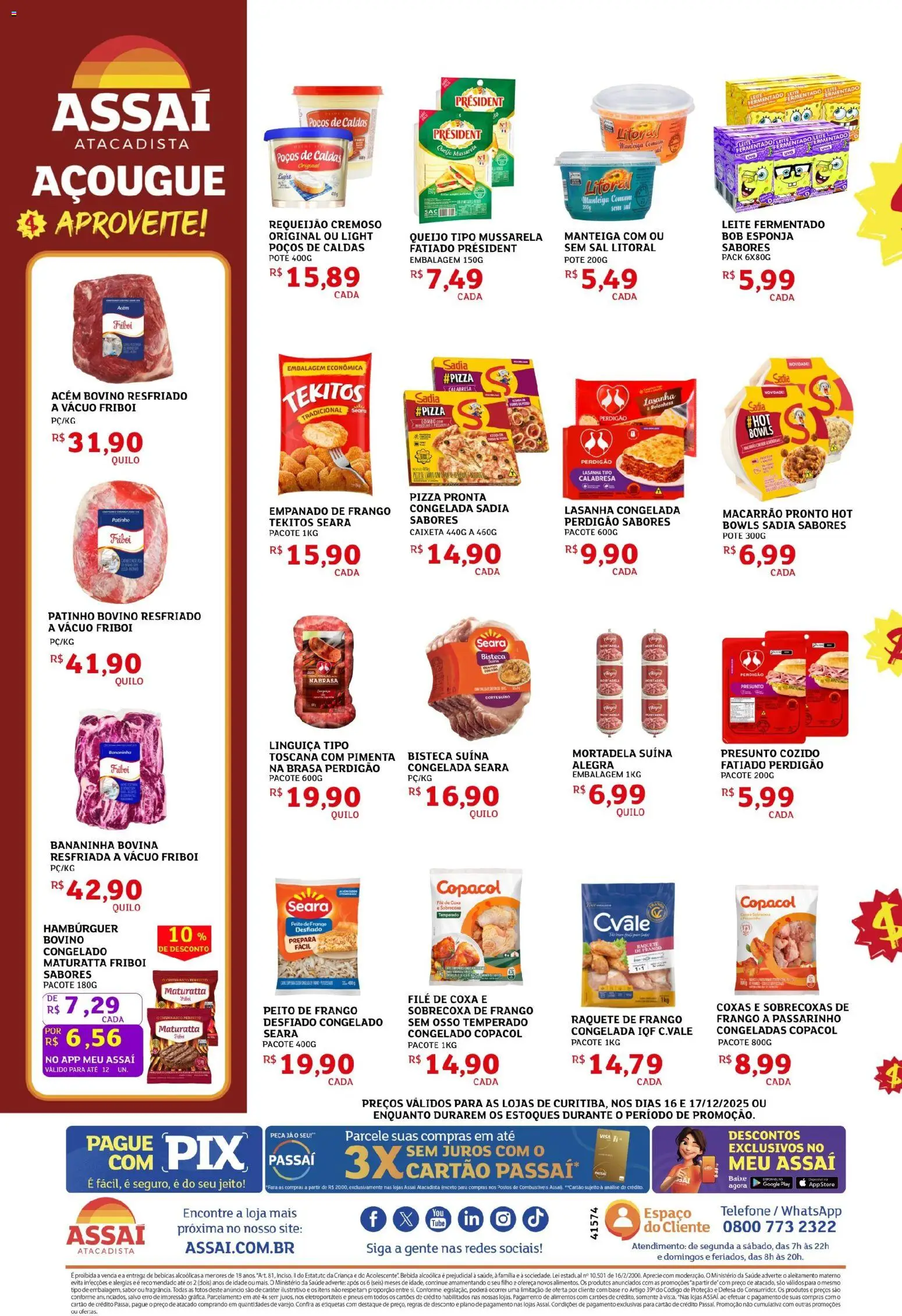 Assaí Atacadista Folheto - válido de 16.12.2025 | Página: 2 | Produtos: Linguiça, Manteiga, Pizza, Base