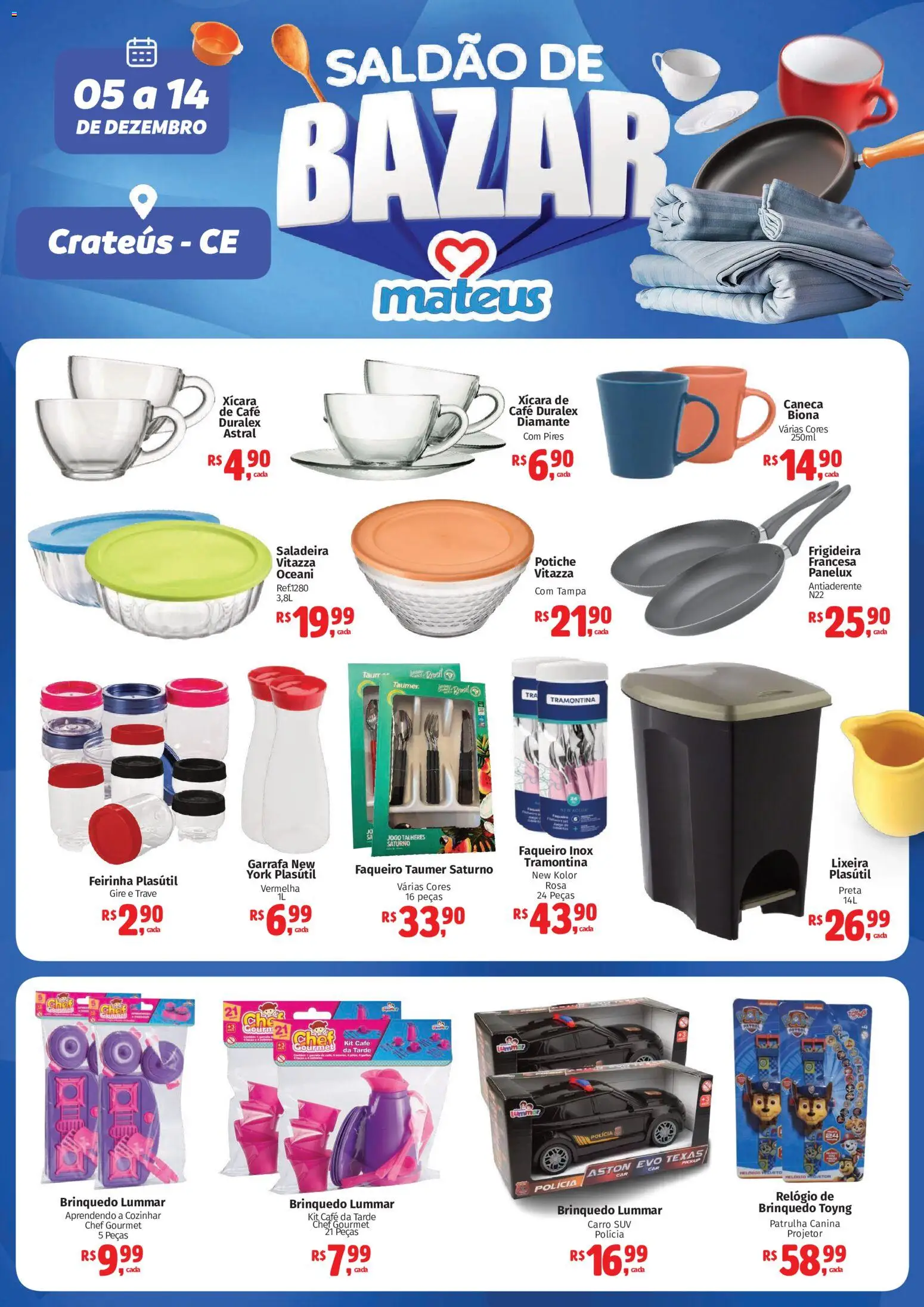 Mateus Folheto - válido de 05.12.2025 | Página: 1 | Produtos: Projetor, Caneca, Lixeira, Relógio