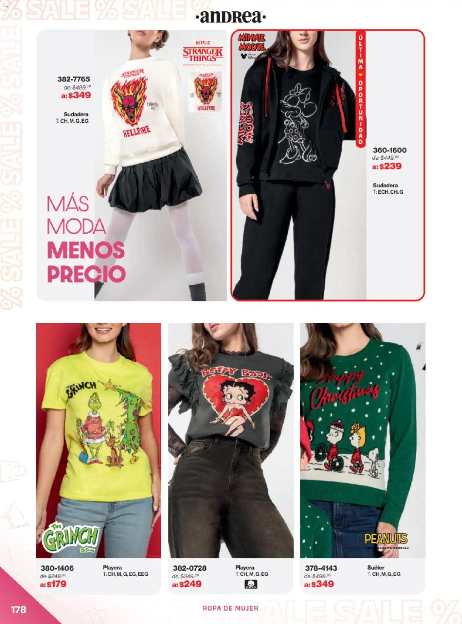Nuevas ofertas de Andrea válidas en toda la República Mexicana desde el 21.12.2025. ¡Encuentra las mejores ofertas en Andrea catálogo Outlet! | Página: 178 | Productos: Mouse, Ropa, Sudadera, Playera