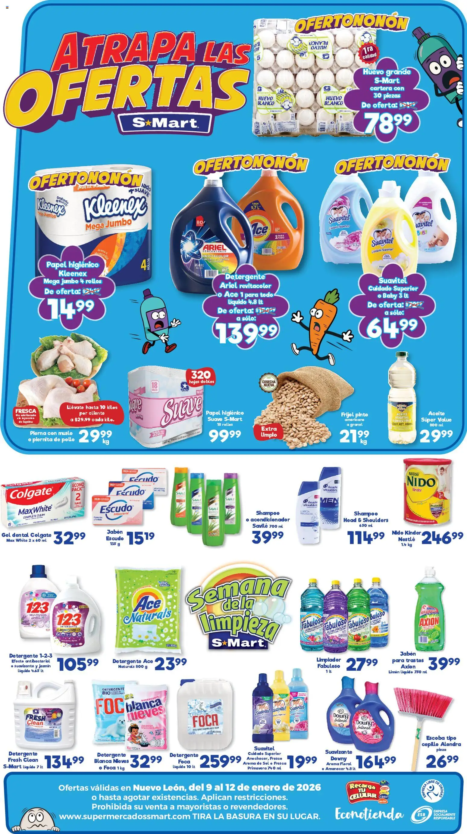 Nuevas ofertas de S-Mart válidas en toda la República Mexicana desde el 09.01.2026. ¡Encuentra las mejores ofertas en S-Mart folleto Monterrey! | Página: 2 | Productos: Huevo, Limón, Suavizante, Limpiador