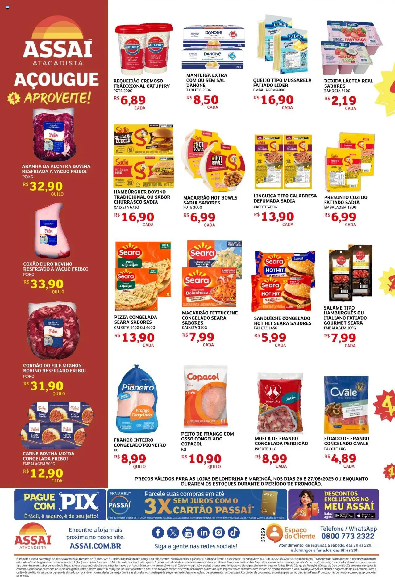 Assaí Atacadista Folheto - válido de 26.08.2025 | Página: 2 | Produtos: Filé mignon, Pizza, Aranha da alcatra, Bandeja