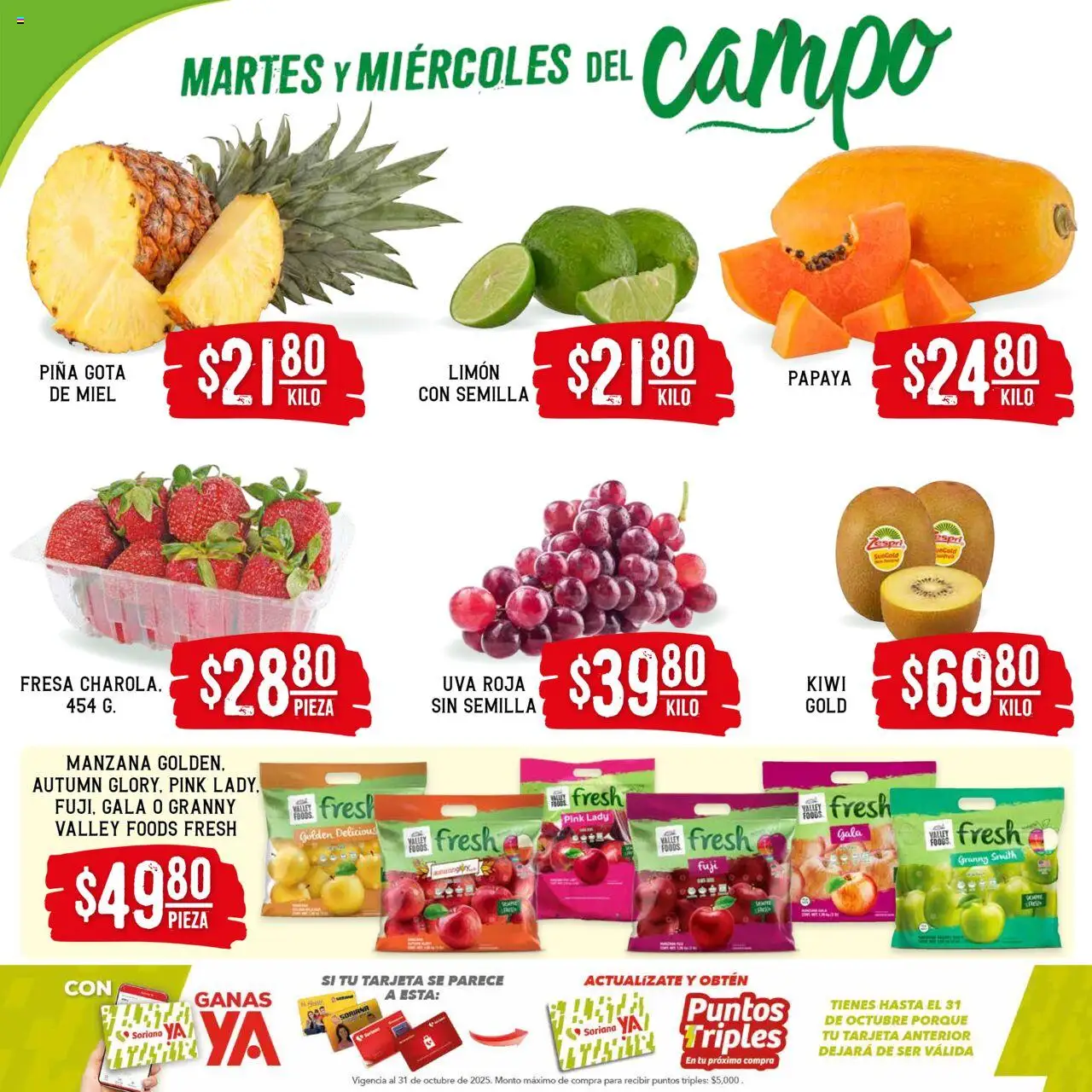 Nuevas ofertas de Soriana válidas en toda la República Mexicana desde el 29.07.2025. ¡Encuentra las mejores ofertas en Soriana - Martes y Miércoles del Campo Híper: Juárez! | Página: 2 | Productos: Fresa, Manzana, Limón, Uva
