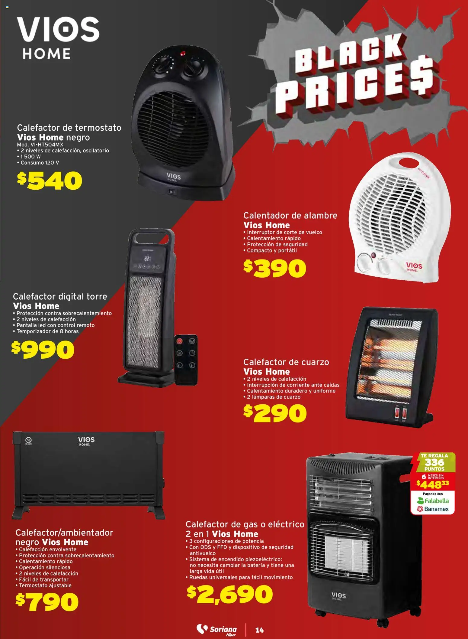 Nuevas ofertas de Soriana válidas en toda la República Mexicana desde el 21.11.2025. ¡Encuentra las mejores ofertas en Soriana - Black Prices Híper Nacional! | Página: 14 | Productos: Control remoto, Té, Batería, Calefactor