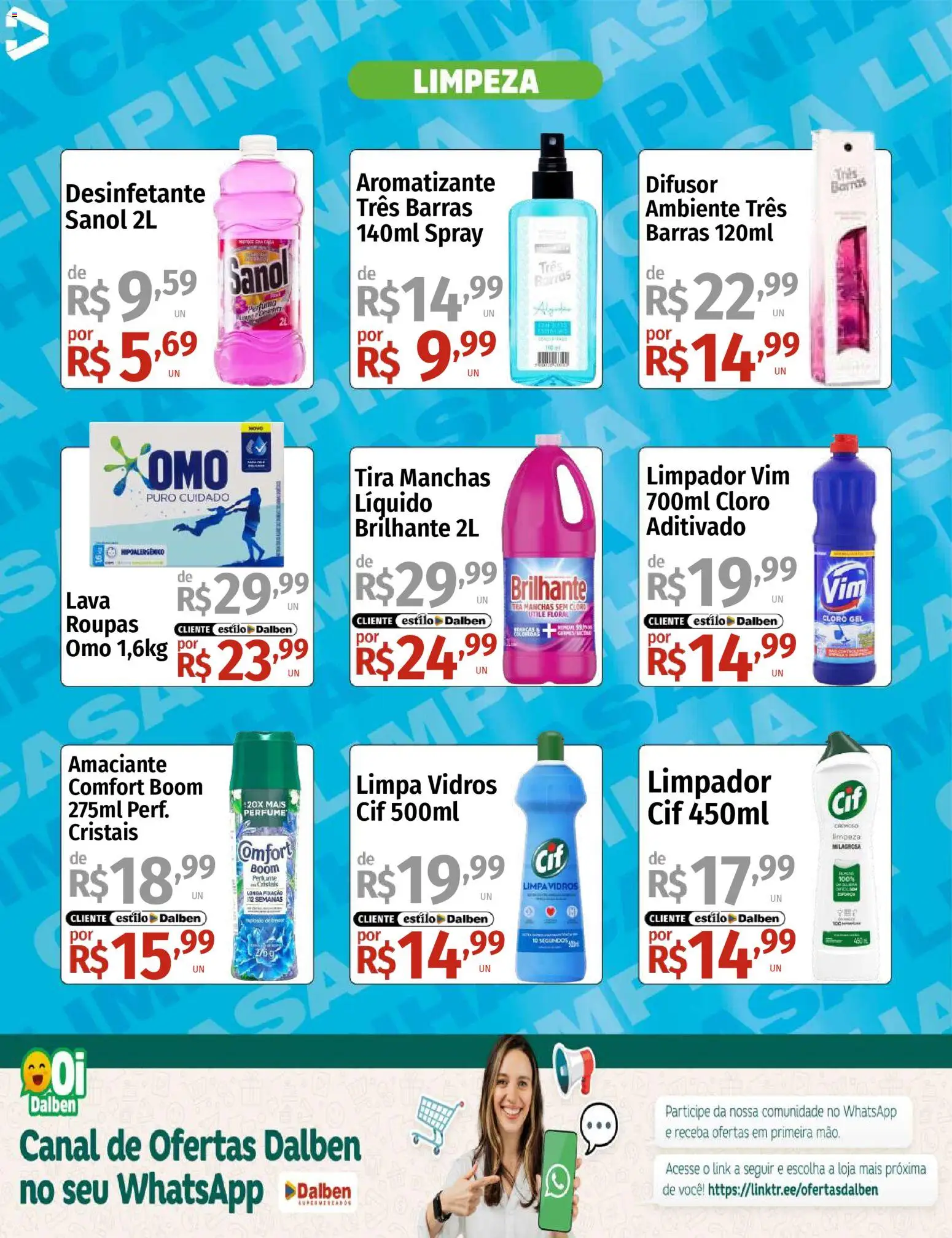 Supermercado Dalben Folheto - válido de 12.01.2026 | Página: 3 | Produtos: Cloro, Tira manchas, Limpa vidros, Desinfetante