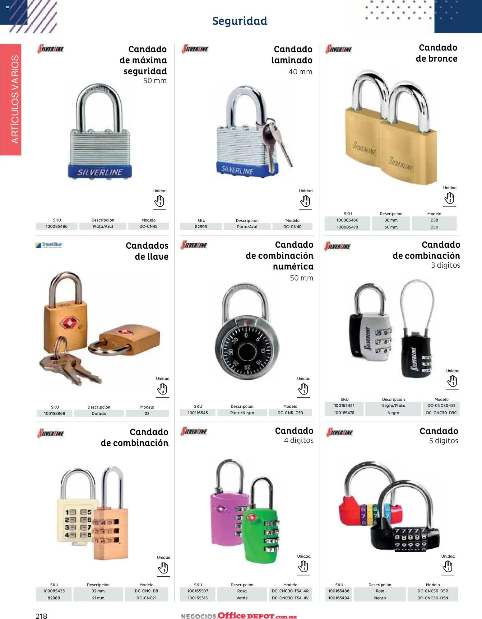 Nuevas ofertas de Office Depot válidas en toda la República Mexicana desde el 12.01.2026. ¡Encuentra las mejores ofertas en Office Depot catálogo 2026! | Página: 220 | Productos: Candado, Llave