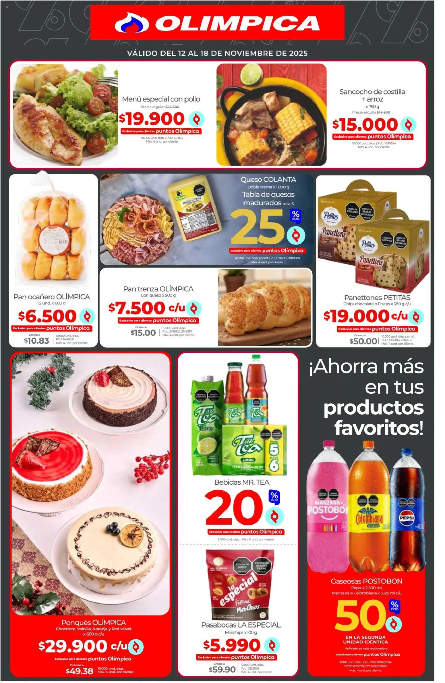Olímpica revista - valida desde el 12.11.2025 | Página: 4 | Productos: Pollo, Caja, Queso, Chocolate