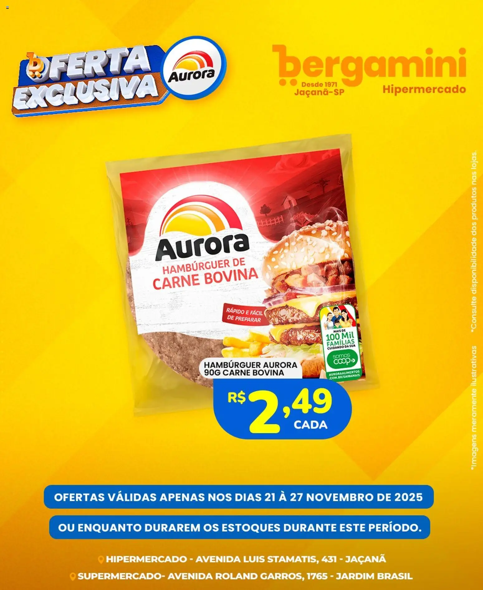 Supermercado Bergamini Folheto - válido de 21.11.2025 | Página: 3 | Produtos: Carne, Hambúrguer