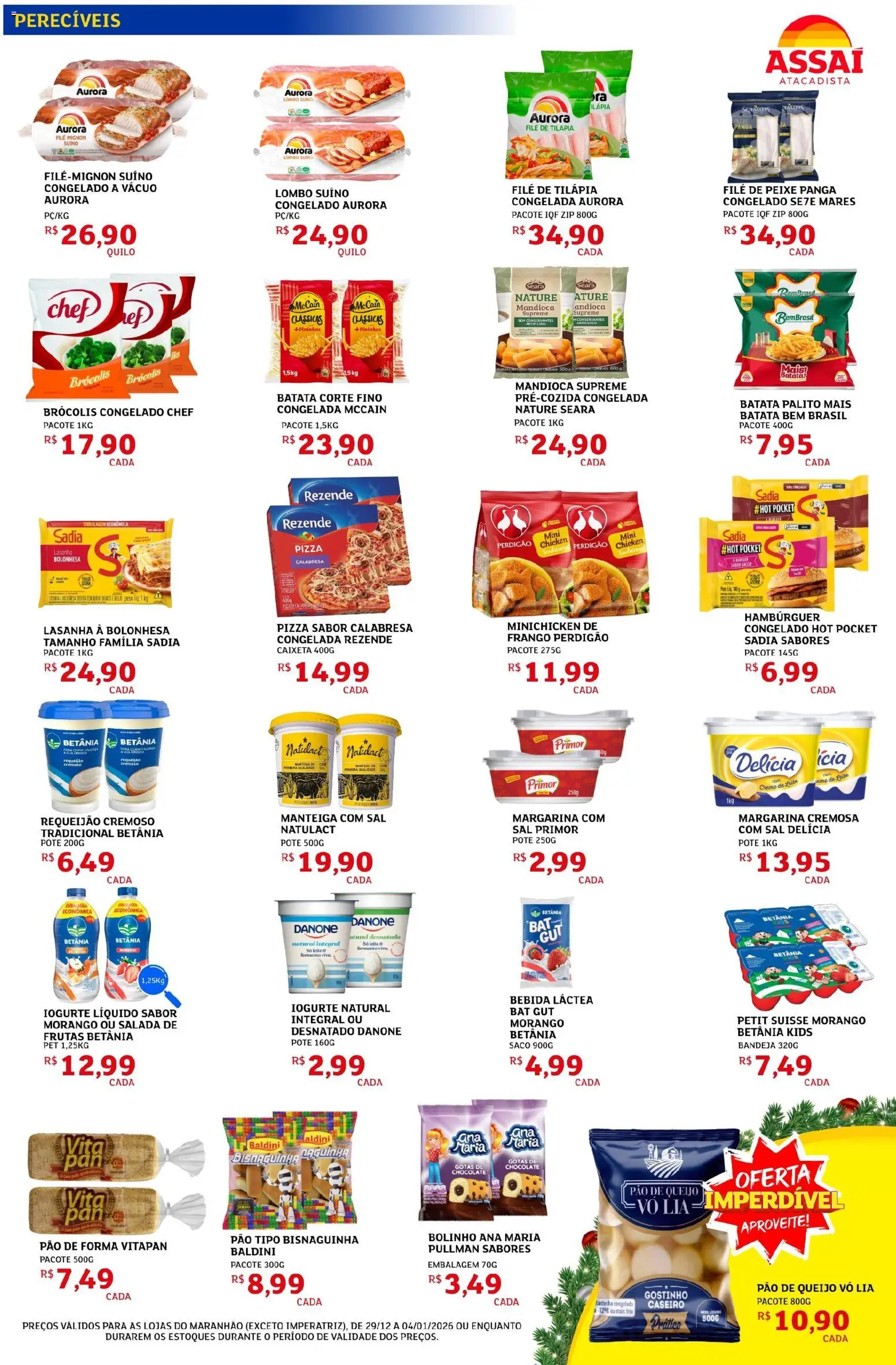 Assaí Atacadista Folheto - válido de 31.12.2025 | Página: 3 | Produtos: Leite, Queijo, Batata, Margarina