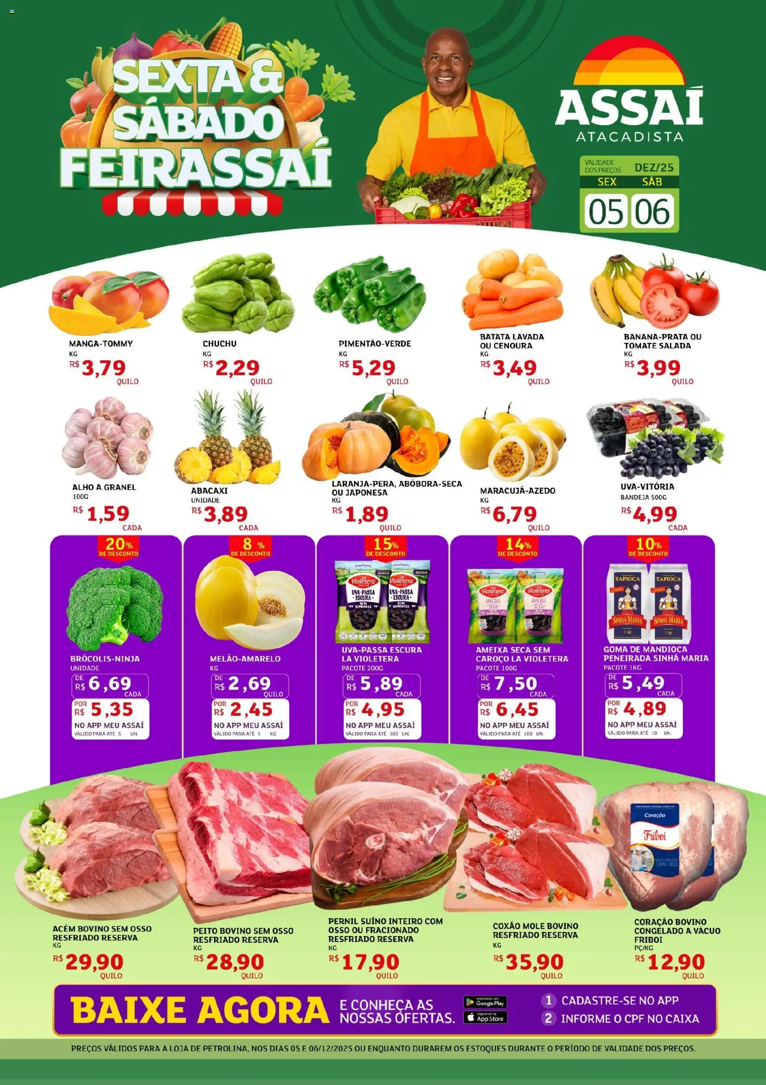 Assaí Atacadista Folheto - válido de 05.12.2025 | Página: 1 | Produtos: Chuchu, Caixa, Pernil, Ameixa