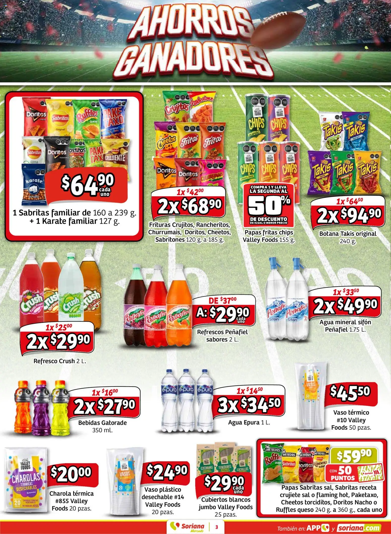 Nuevas ofertas de Soriana válidas en toda la República Mexicana desde el 30.01.2026. ¡Encuentra las mejores ofertas en Soriana - Pesito Valedor Mercado: Ags, Col, Gto, Jal, Mich! | Página: 11 | Productos: Sal, Agua, Queso, Papas fritas