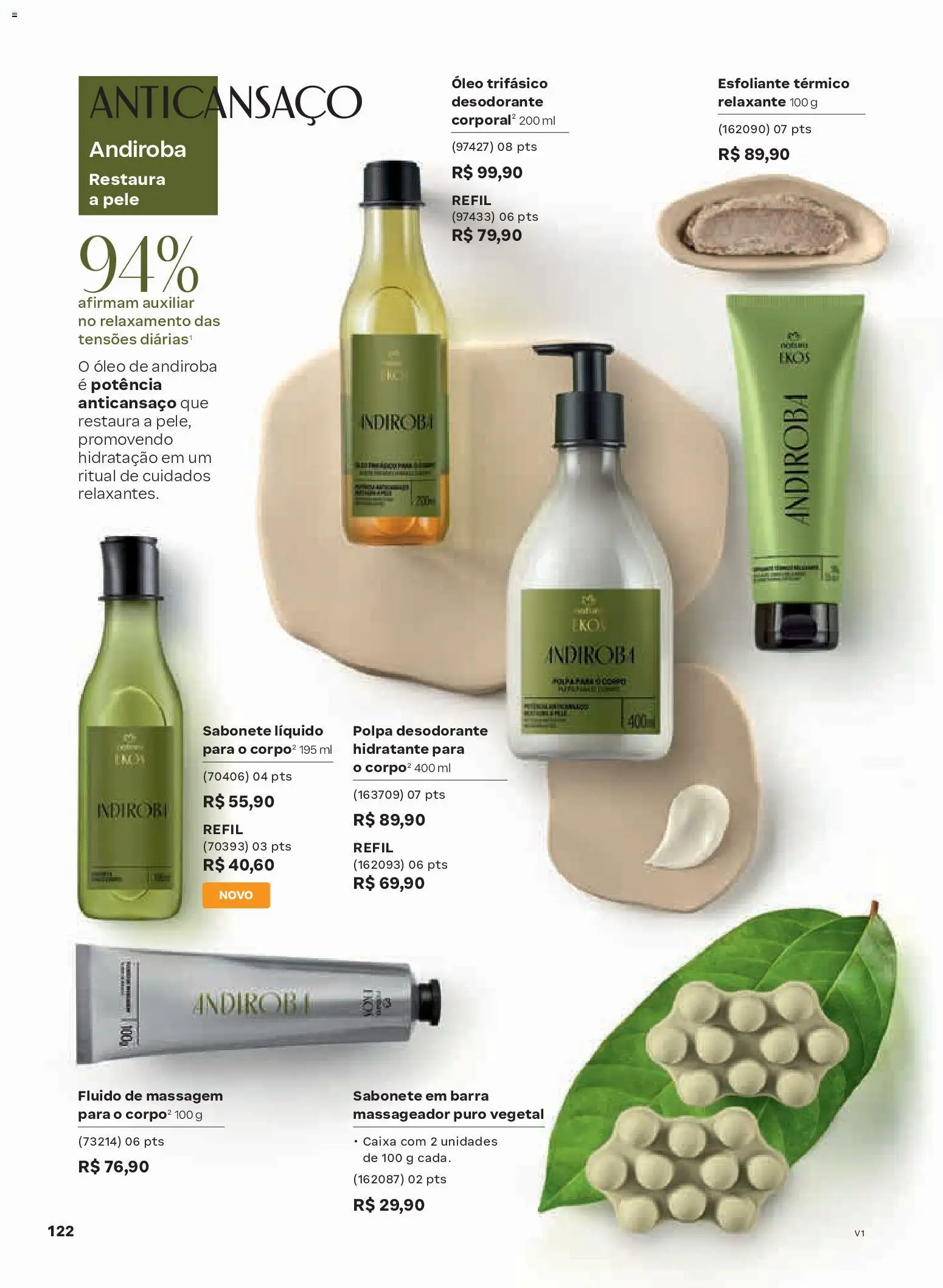 Natura Folheto - válido de 26.12.2025 | Página: 122 | Produtos: Desodorante, Óleo, Massageador, Sabonete líquido
