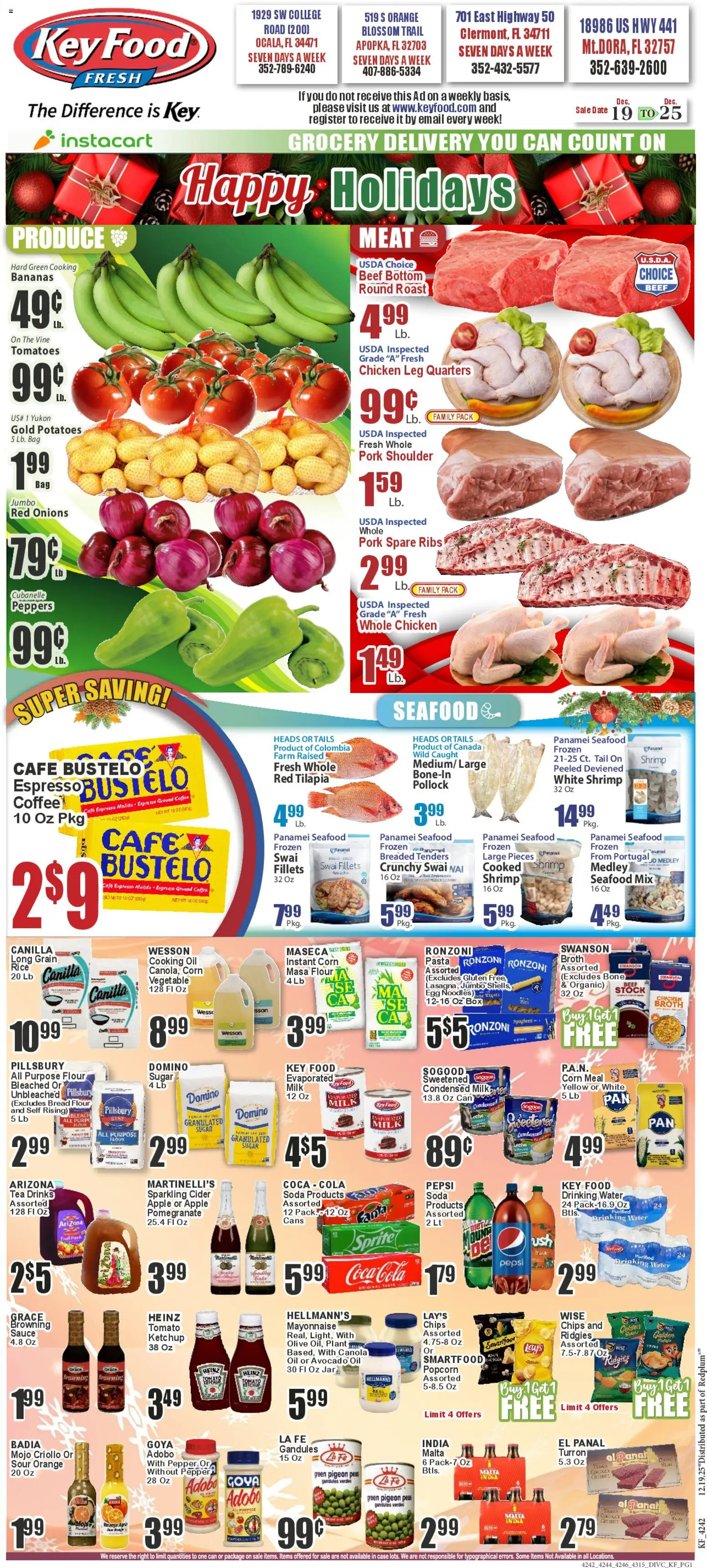 Key Food Weekly Ad - valid from 19.12.2025 | Page: 1 | Products: Tomatoes, Bananas, Rice, Sugar