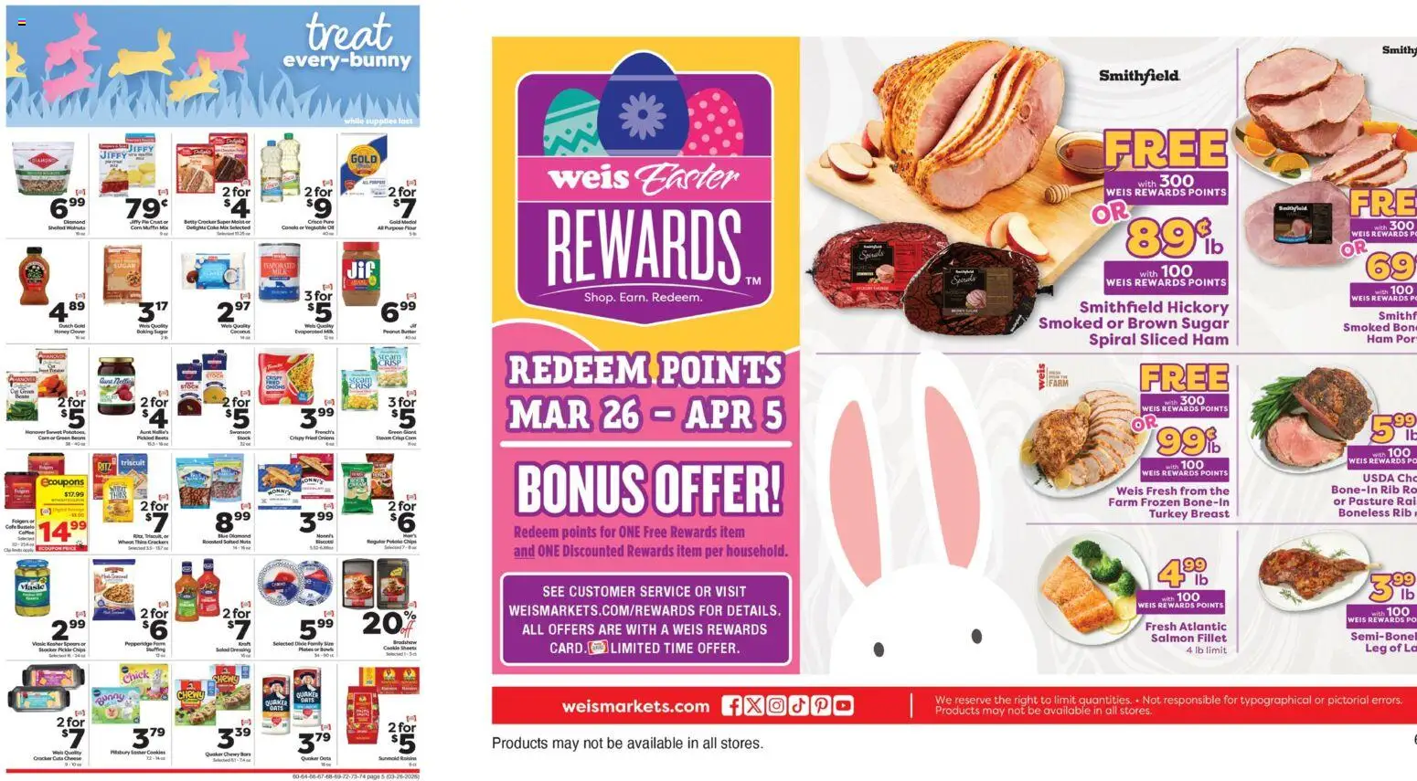 Weis Weekly Circular - DE - valid from 26.03.2026 | Page: 1 | Products: Butter, Ham, Nuts, Cookies