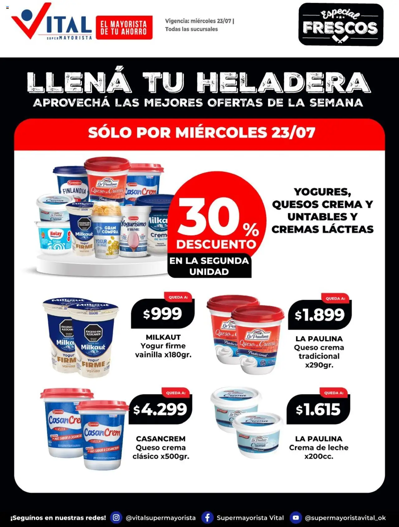 Vital - Llená tu heladera  │ válido desde el 23.07.2025 | Página: 1 | Productos: Azucar, Queso crema, Leche, Queso