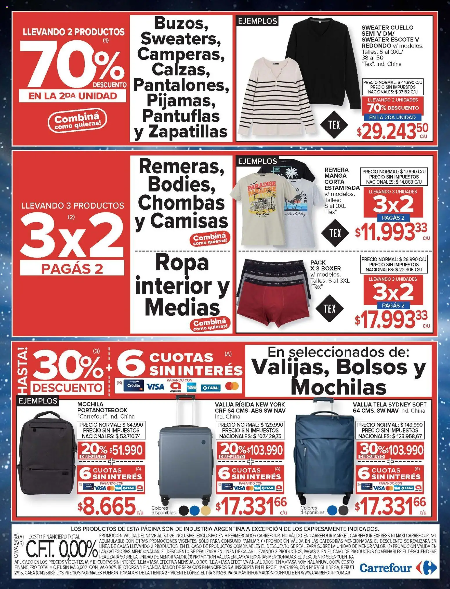 Carrefour ofertas │ válido desde el 01.04.2026 | Página: 24 | Productos: Sweater, Caso, Medias, Mochila