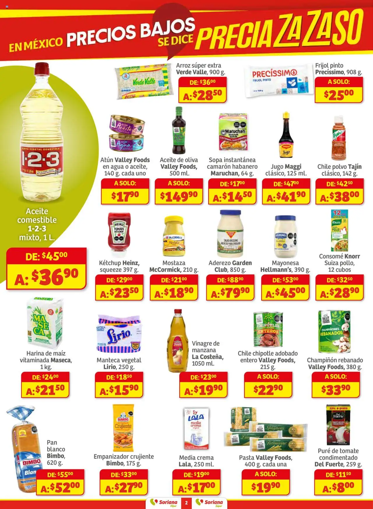 Nuevas ofertas de Soriana válidas en toda la República Mexicana desde el 16.10.2025. ¡Encuentra las mejores ofertas en Soriana - Preciazazaso Súper: Chih, Coah, Dur, NL, SLP, Tamps, Zac! | Página: 2 | Productos: Vinagre, Manzana, Agua, Arroz