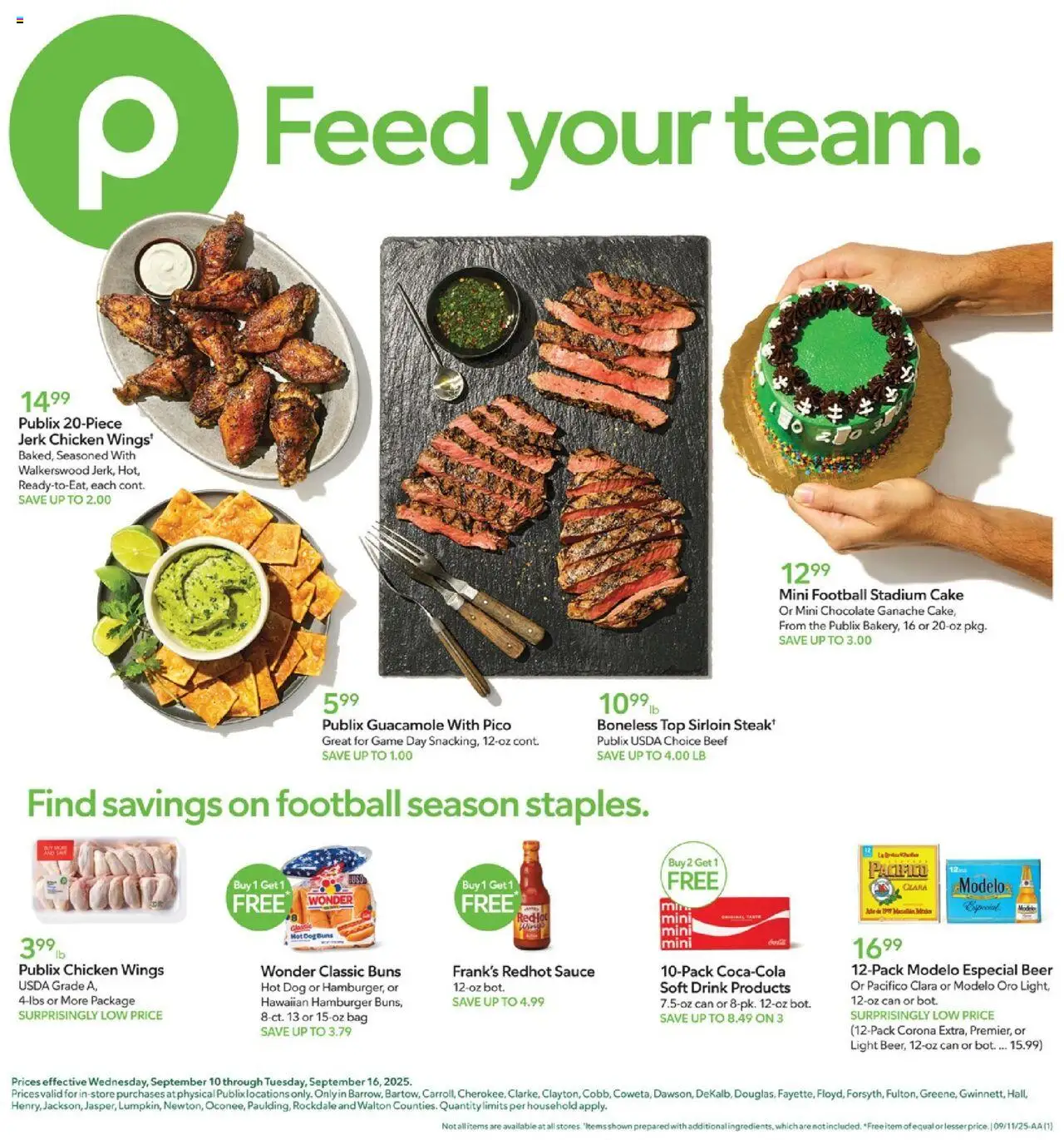 Publix Weekly Ad - valid from 10.09.2025 | Page: 1 | Products: Chocolate, Beer, Beef, Game