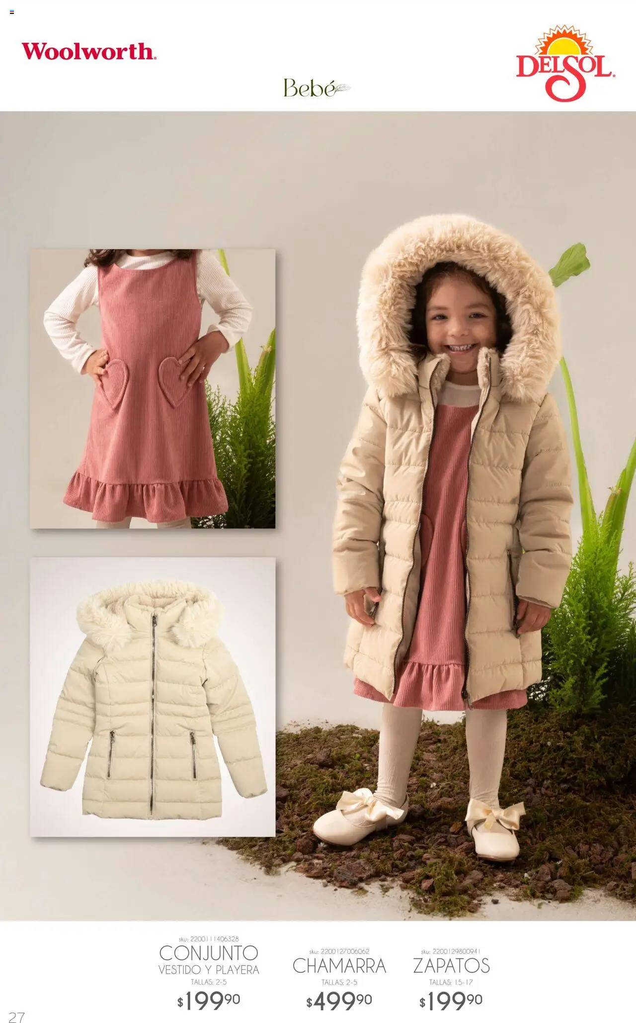 Nuevas ofertas de Del Sol y Woolworth válidas en toda la República Mexicana desde el 06.10.2025. ¡Encuentra las mejores ofertas en Del Sol y Woolworth - Catálogo Luce El Otoño! | Página: 27 | Productos: Chamarra, Zapatos, Vestido, Playera