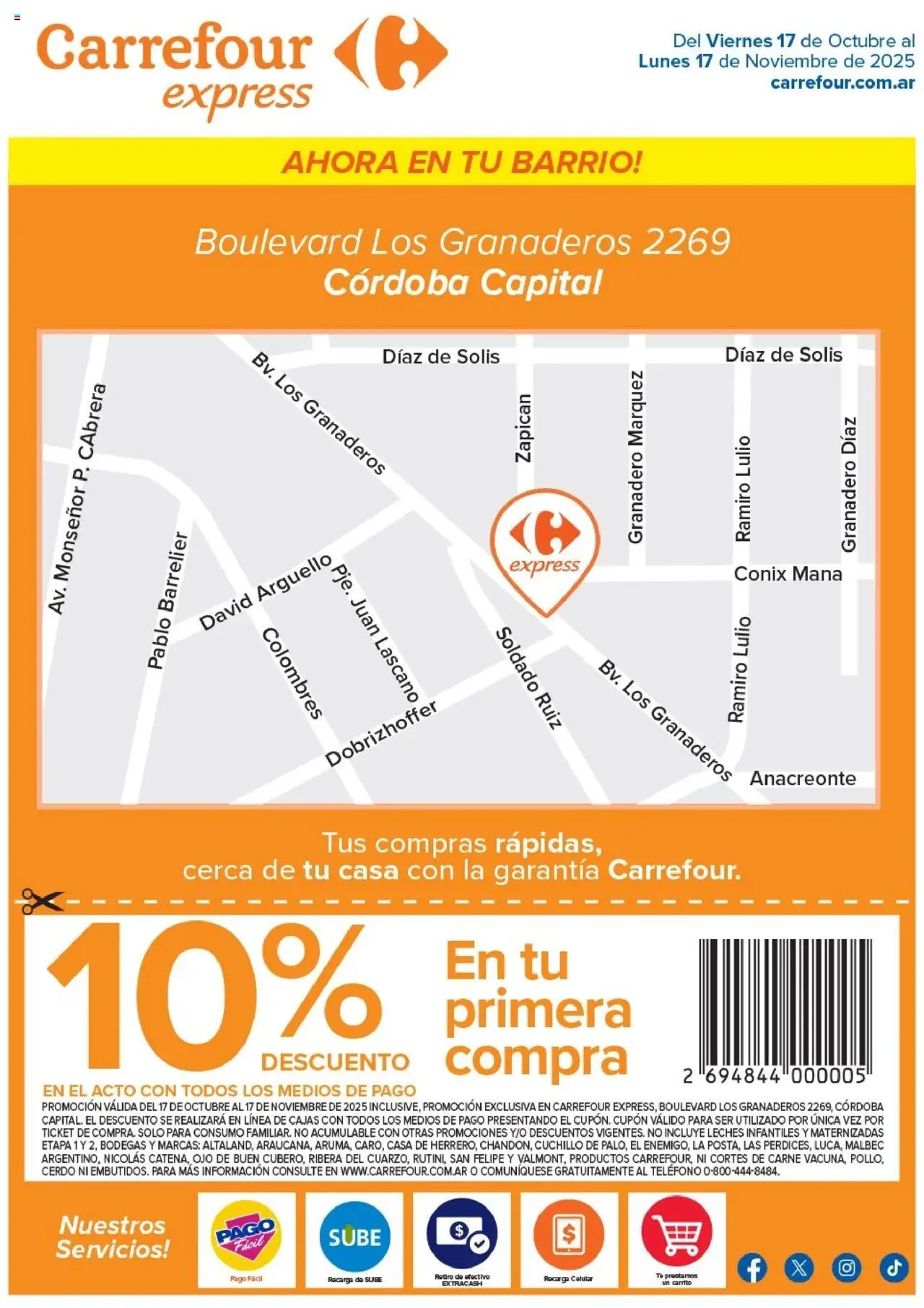 Carrefour - Boulevard Los Granaderos 2269, Córdoba Capital  │ válido desde el 17.10.2025 | Página: 1 | Productos: Teléfono, Cuchillo, Cerdo