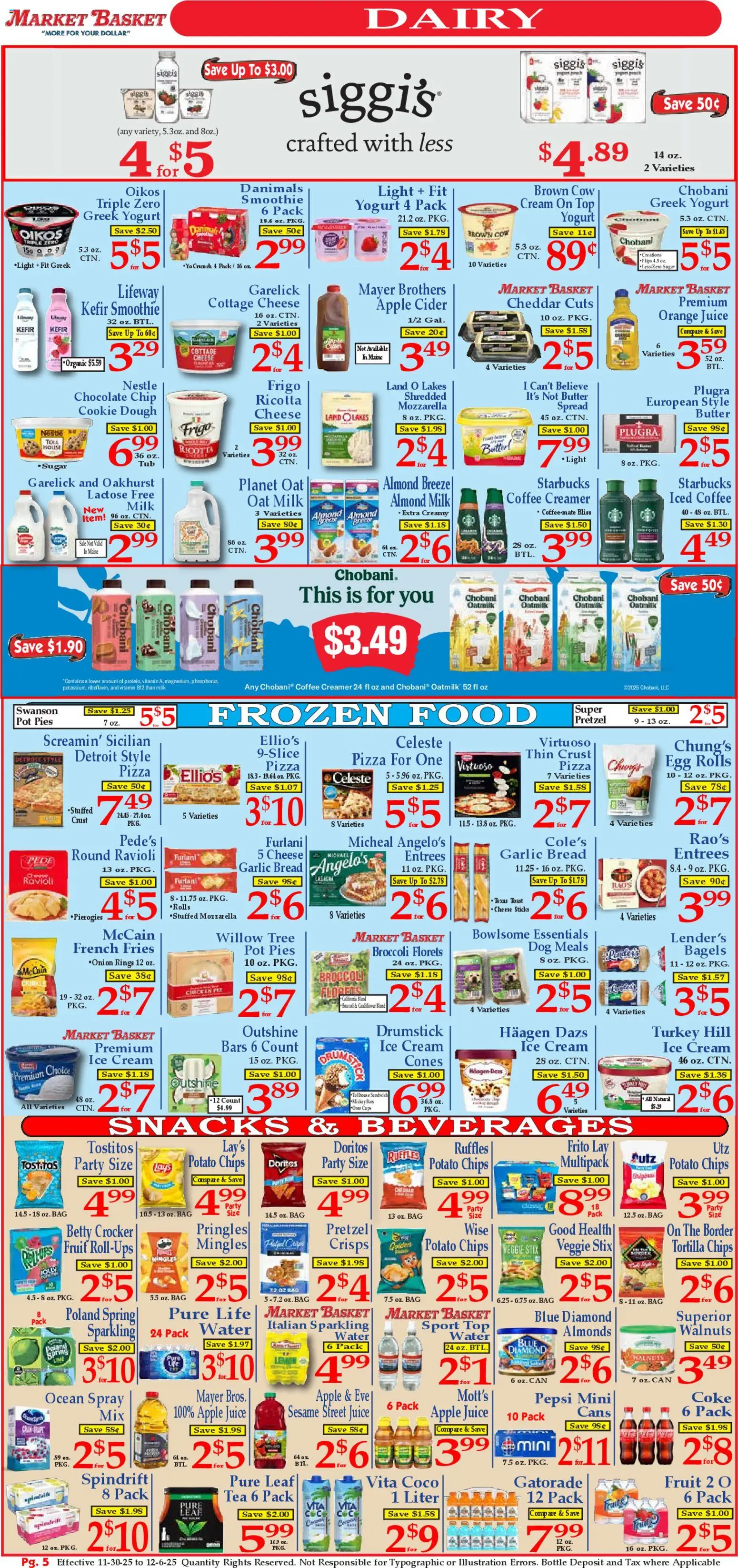 Market Basket Ad - valid from 30.11.2025 | Page: 5 | Products: Basket, Pizza, Chips, Cream