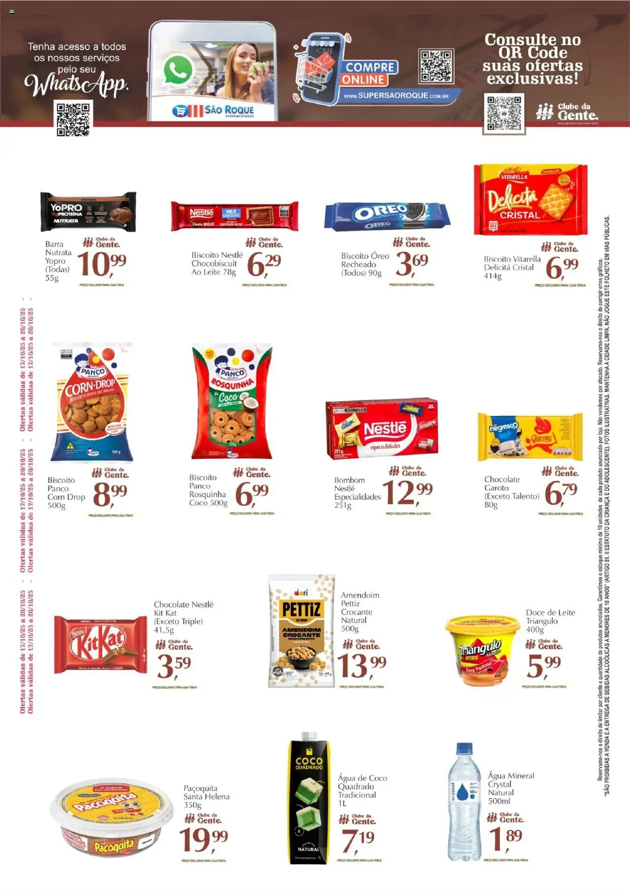 São Roque Supermercados Folheto - válido de 17.10.2025 | Página: 3 | Produtos: Amendoim, Chocolate, Kit Kat, Bombom