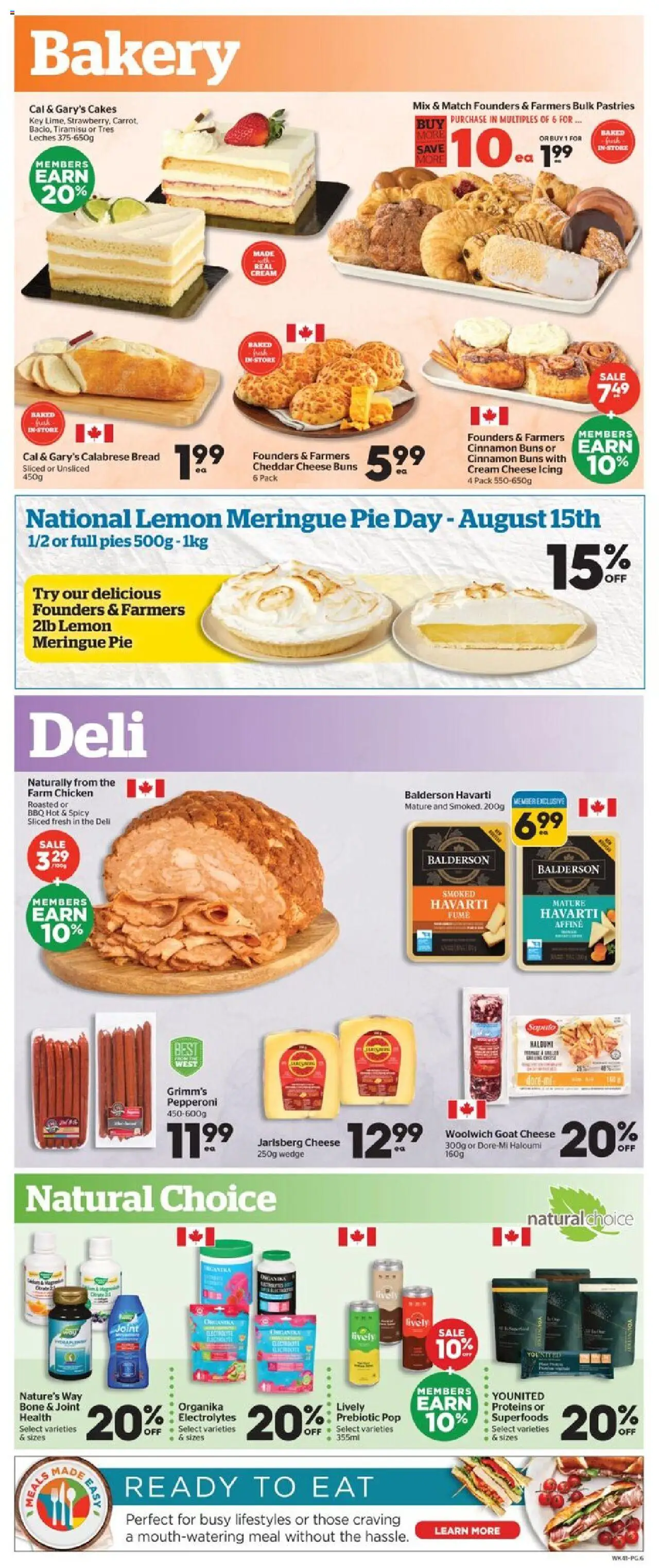 Calgary Co-op flyer valid from 14.08.2025 | Page: 6 | Products: Cream, Bakery, Cheese, Chicken