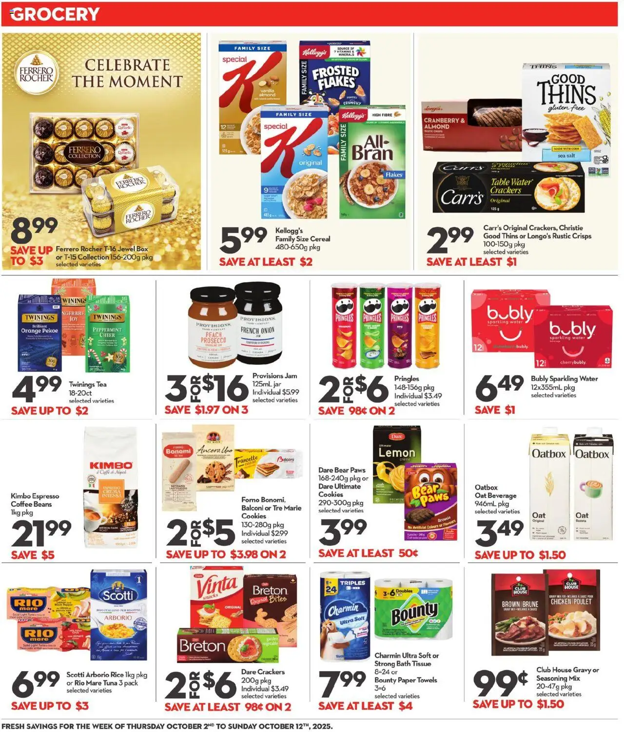 Longo's flyer valid from 02.10.2025 | Page: 15 | Products: Tea, Cookies, Flakes, Chicken