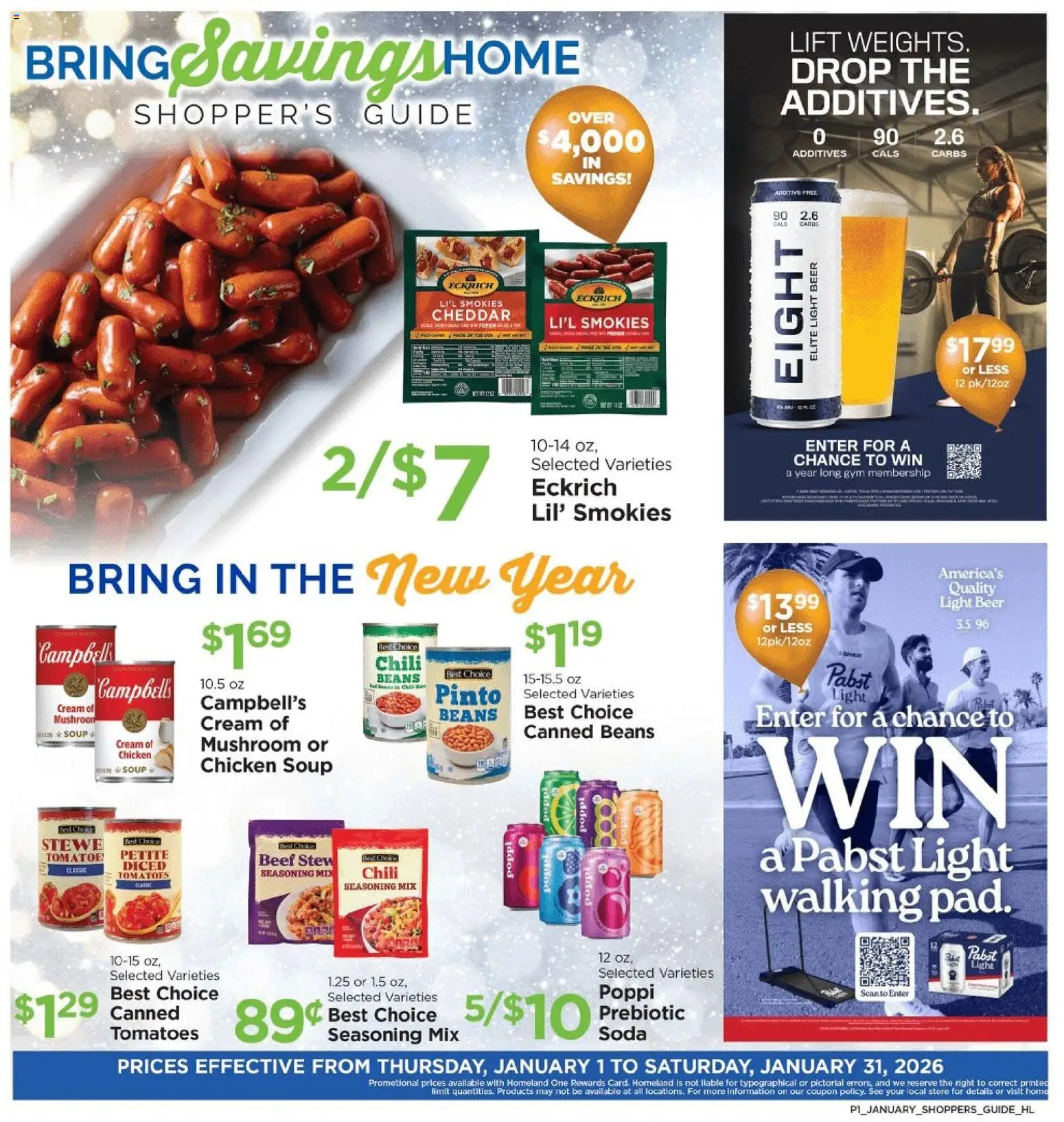 Homeland Bring Savings Home Shopper's Guide - valid from 01.01.2026 | Page: 1 | Products: Bed, Tomatoes, Beef, Cream