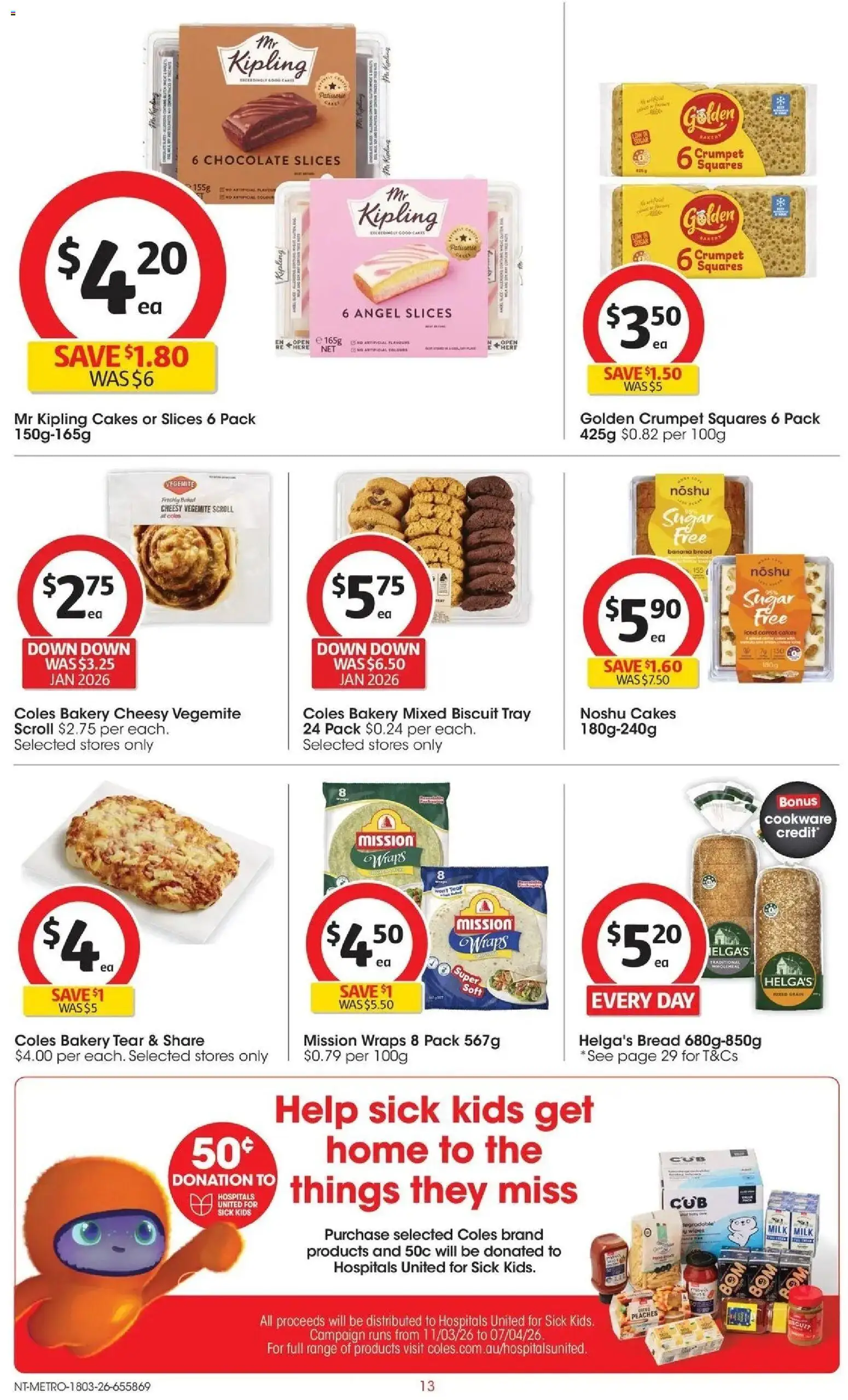 Coles catalogue - valid from 17.03.2026 | Page: 13 | Products: Chocolate, Cookware, Vegemite, Bakery