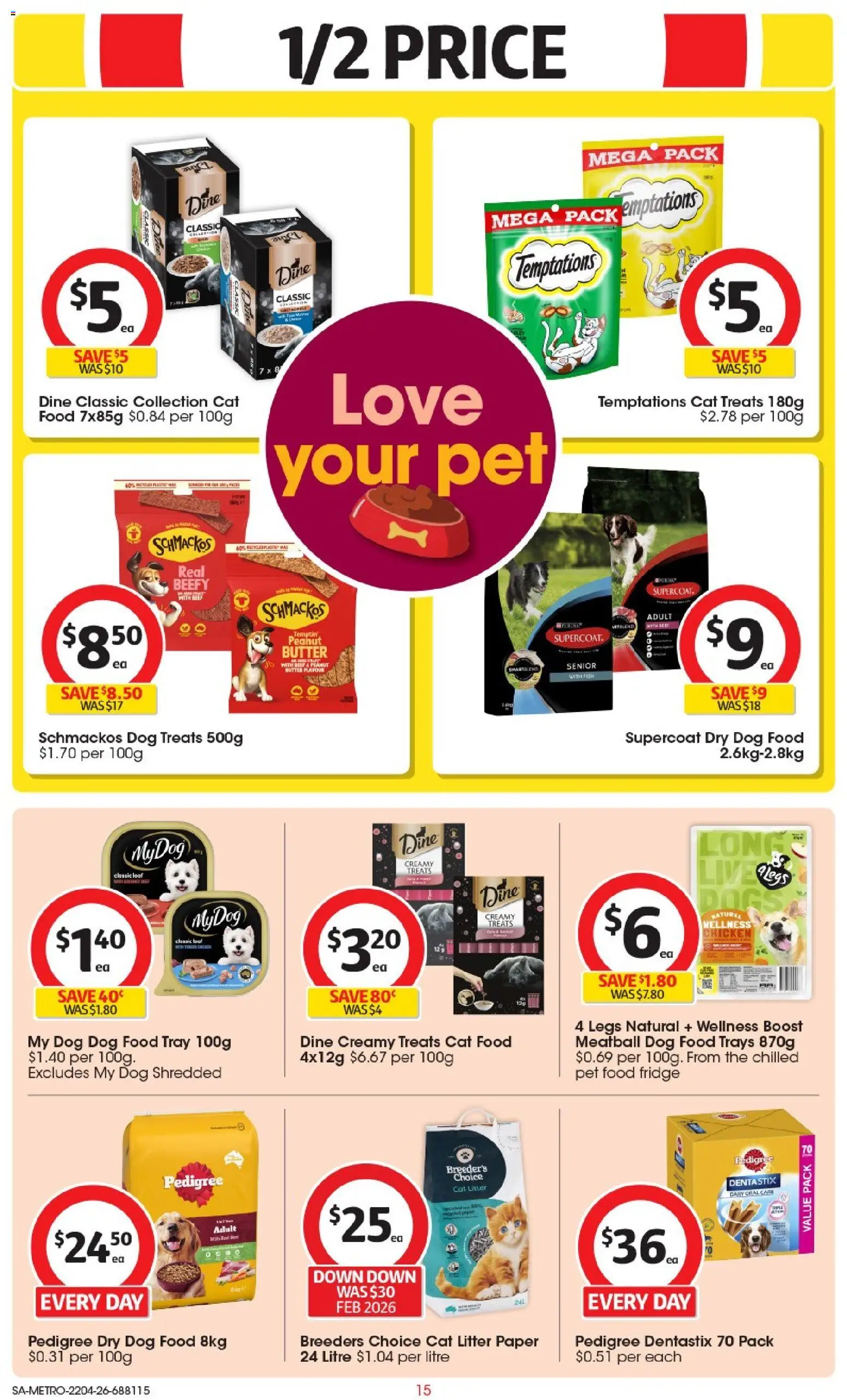 Coles catalogue - valid from 22.04.2026 | Page: 15 | Products: Chicken, Beef, Dog food, Fridge