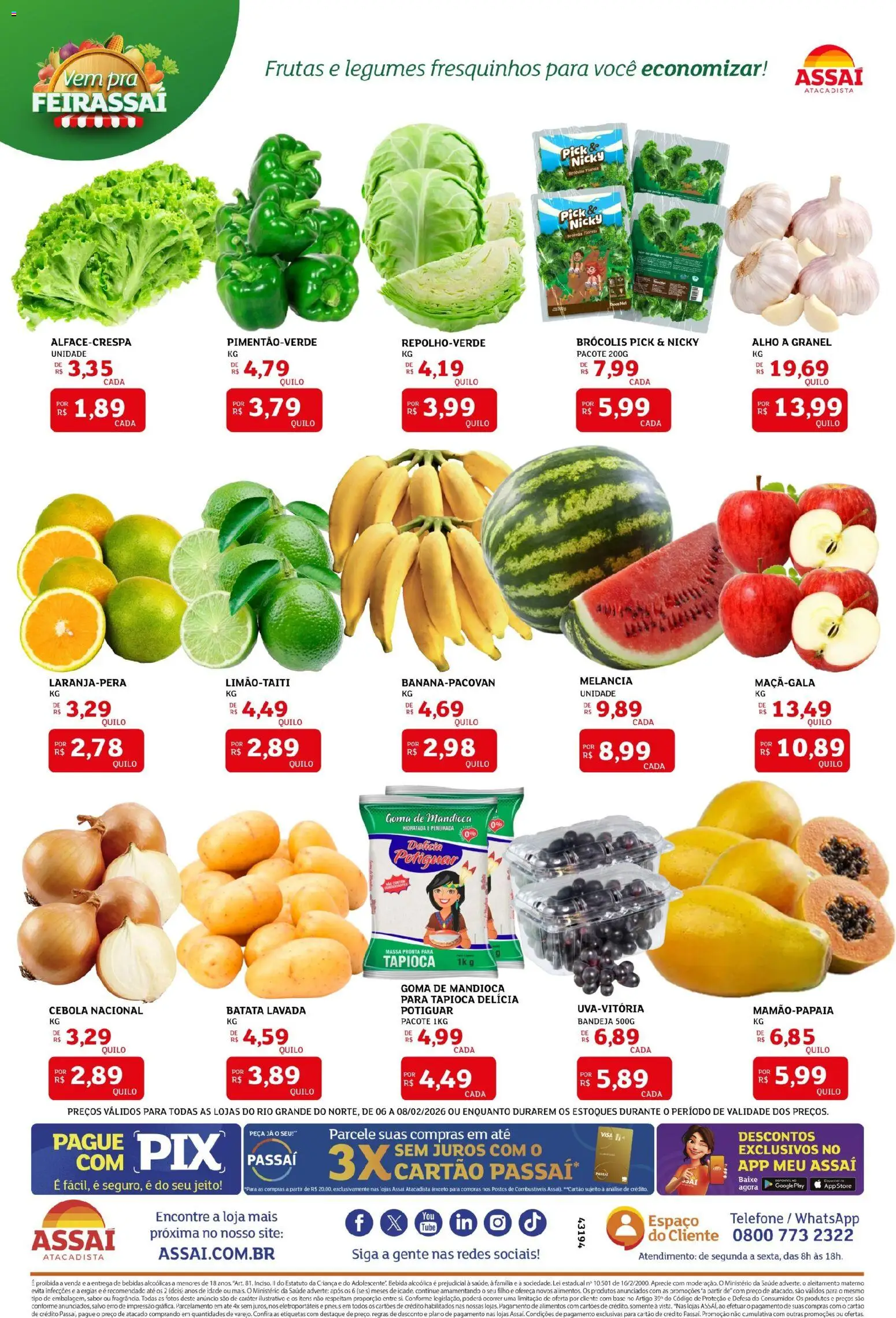 Assaí Atacadista Folheto - válido de 06.02.2026 | Página: 3 | Produtos: Alho, Cebola, Massa, Batata