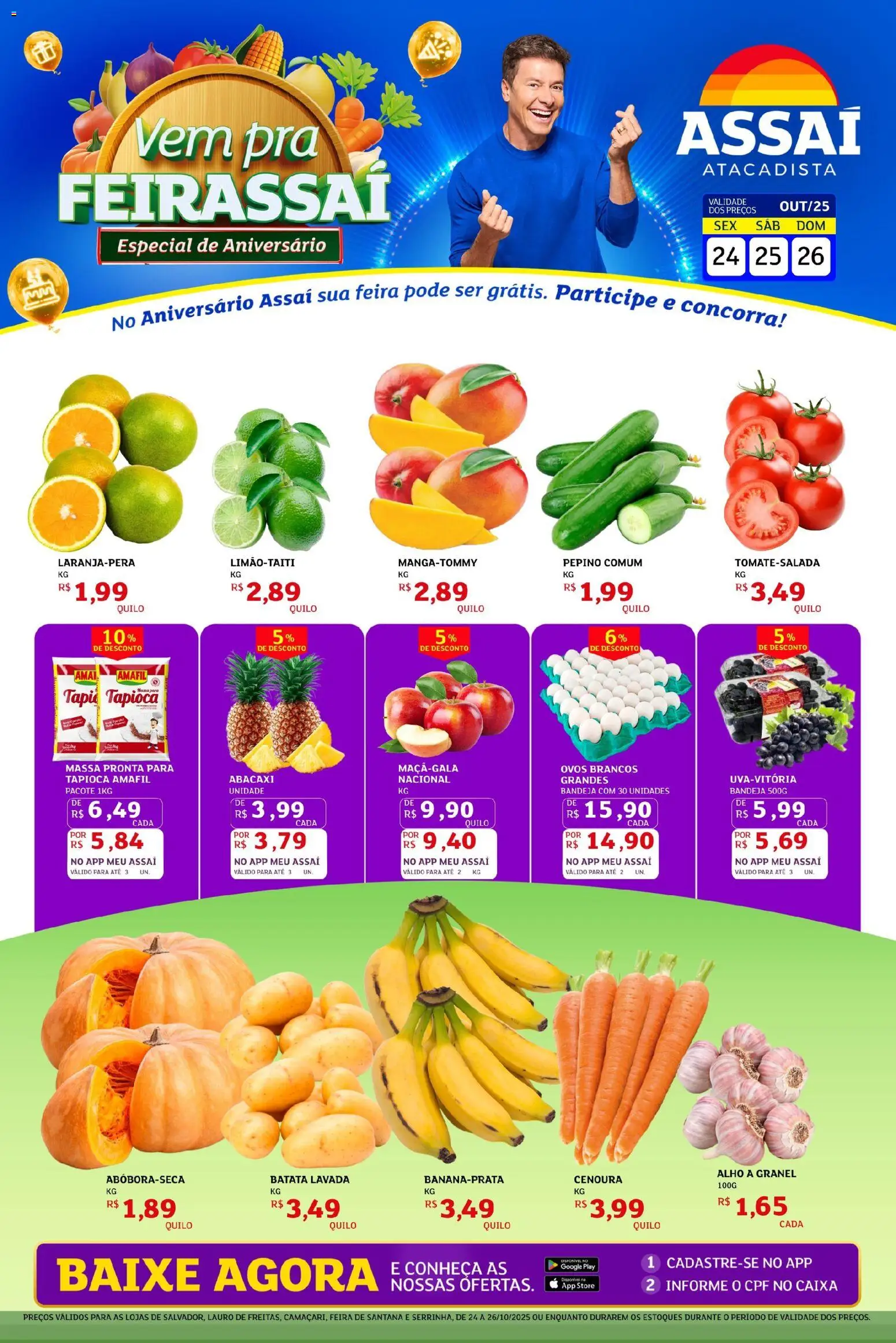 Assaí Atacadista Folheto - válido de 24.10.2025 | Página: 1 | Produtos: Abacaxi, Cenoura, Bandeja, Batata