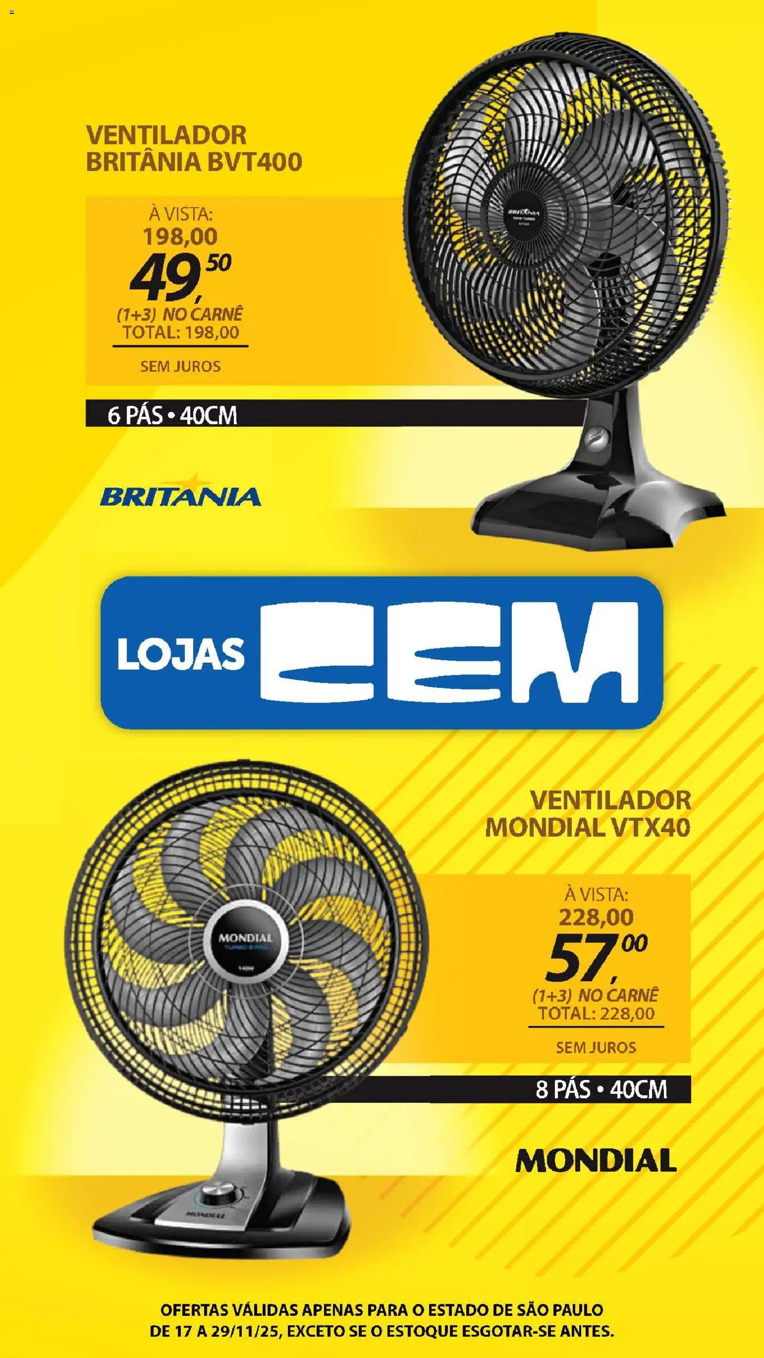Lojas Cem Folheto - válido de 17.11.2025 | Página: 123 | Produtos: Ventilador, Carne