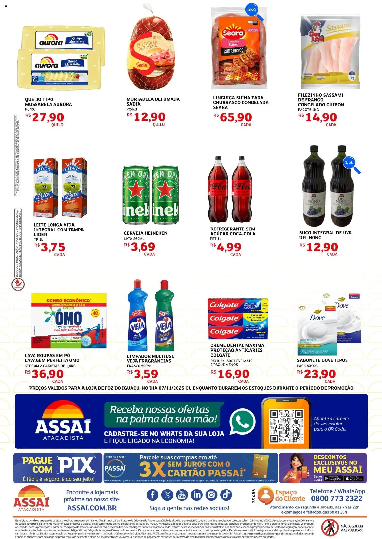 Assaí Atacadista Folheto - válido de 07.11.2025 | Página: 2 | Produtos: Pó, Queijo, Heineken, Mussarela
