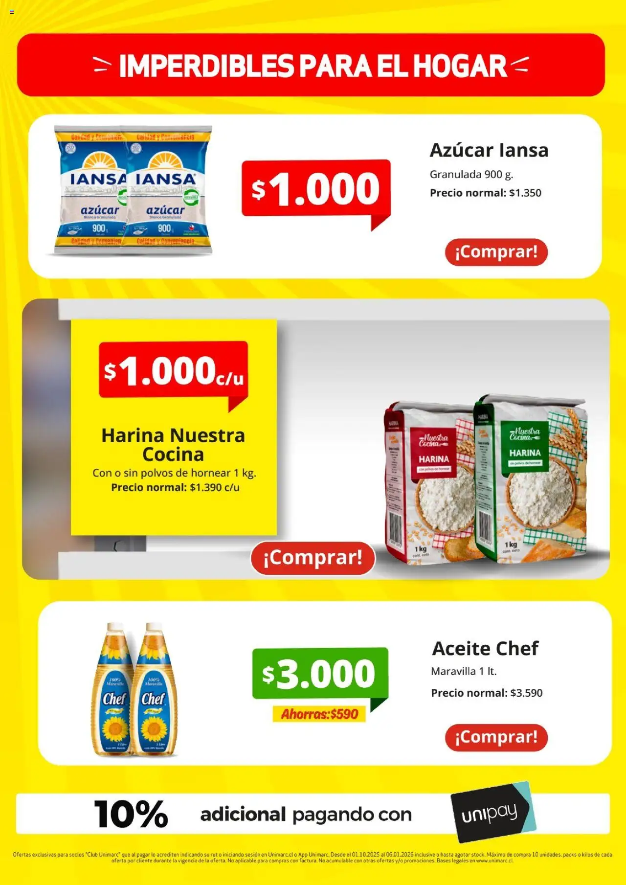Unimarc Ofertas │ válido desde el 01.10.2025 | Página: 11 | Productos: Cocina, Harina, Azucar, Aceite