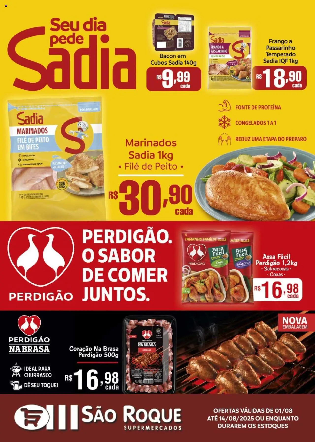 São Roque Supermercados Folheto - válido de 08.08.2025 | Página: 1 | Produtos: Frango