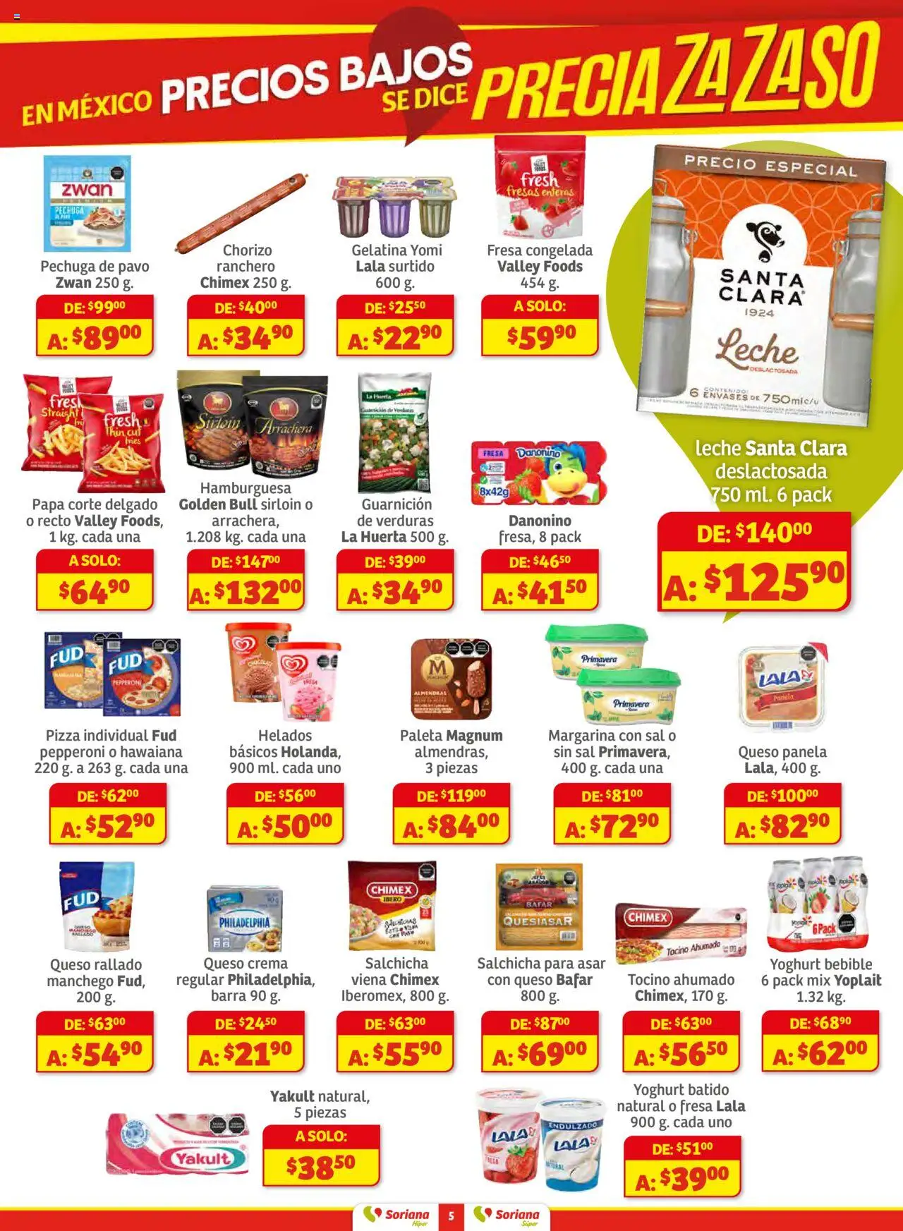 Nuevas ofertas de Soriana válidas en toda la República Mexicana desde el 16.10.2025. ¡Encuentra las mejores ofertas en Soriana - Preciazazaso Súper: Frontera Chih, Coah, Tamaulipas! | Página: 5 | Productos: Gelatina, Paleta, Pizza, Fresas