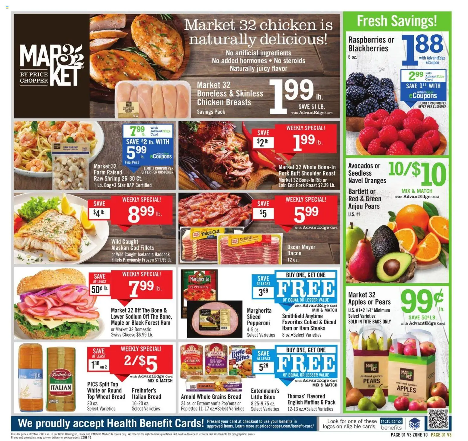 Price Chopper Weekly Ad - valid from 26.10.2025 | Page: 1 | Products: Bread, Ham, Apples, Oranges
