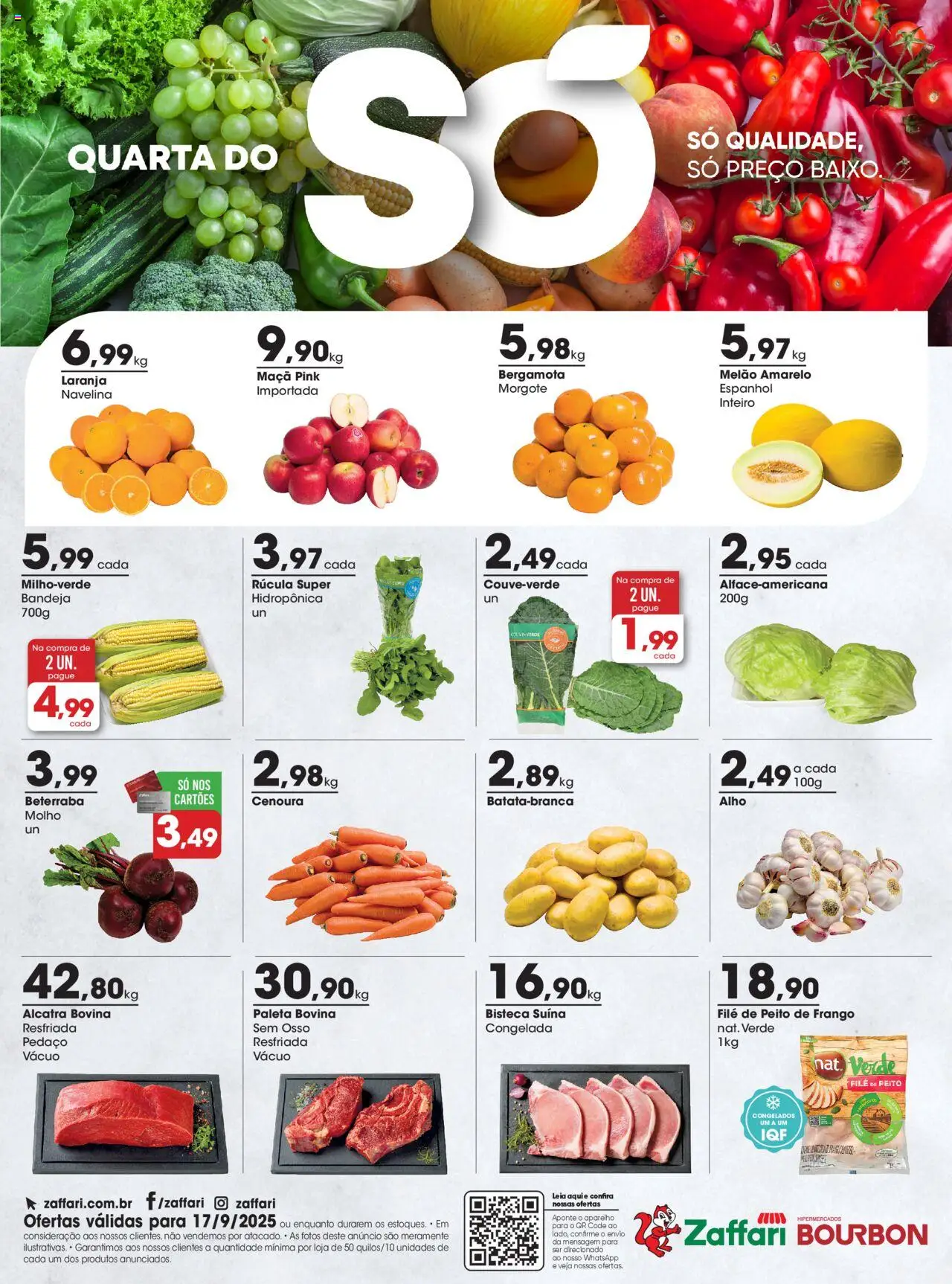 Zaffari Folheto - válido de 17.09.2025 | Página: 1 | Produtos: Melão, Rúcula, Alcatra, Frango