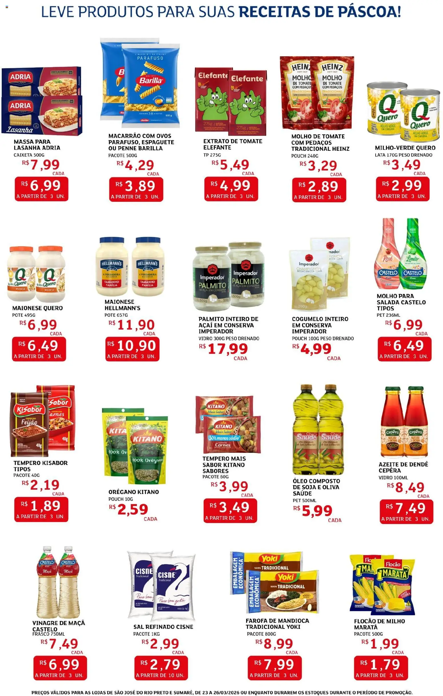 Assaí Atacadista Folheto - válido de 23.03.2026 | Página: 3 | Produtos: Vinagre, Macarrão, Maionese, Açaí