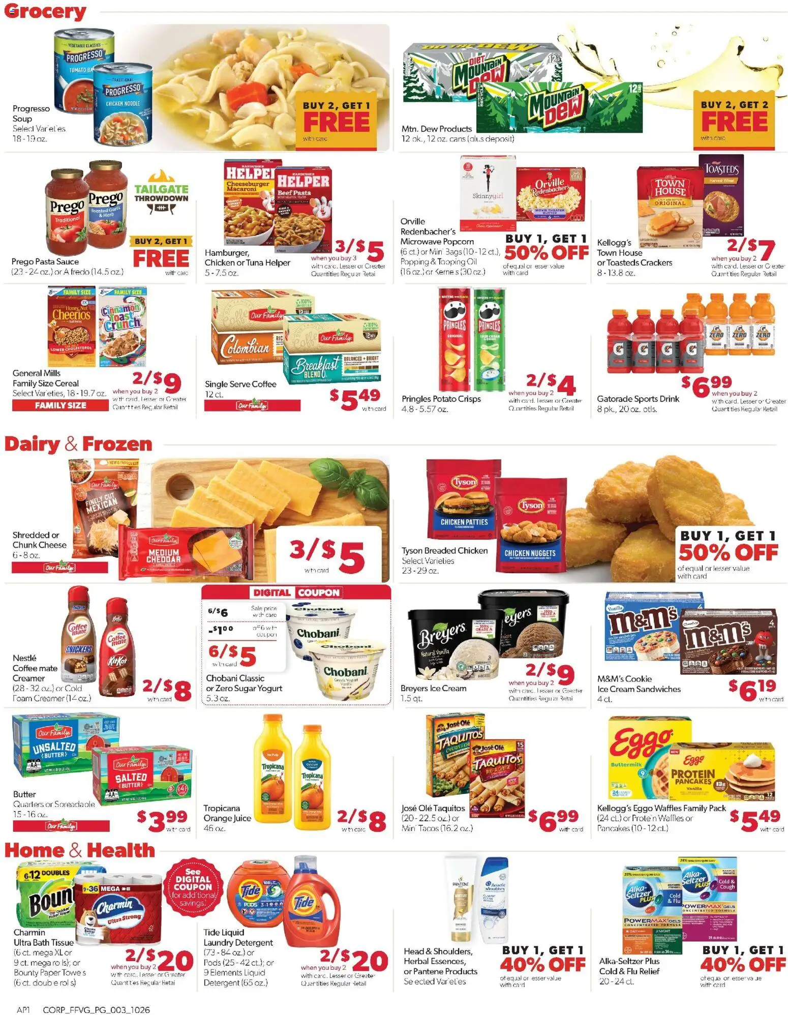 Family Fare Weekly Ad - MI - valid from 26.10.2025 | Page: 3 | Products: Butter, Coffee, Pasta, Ice cream