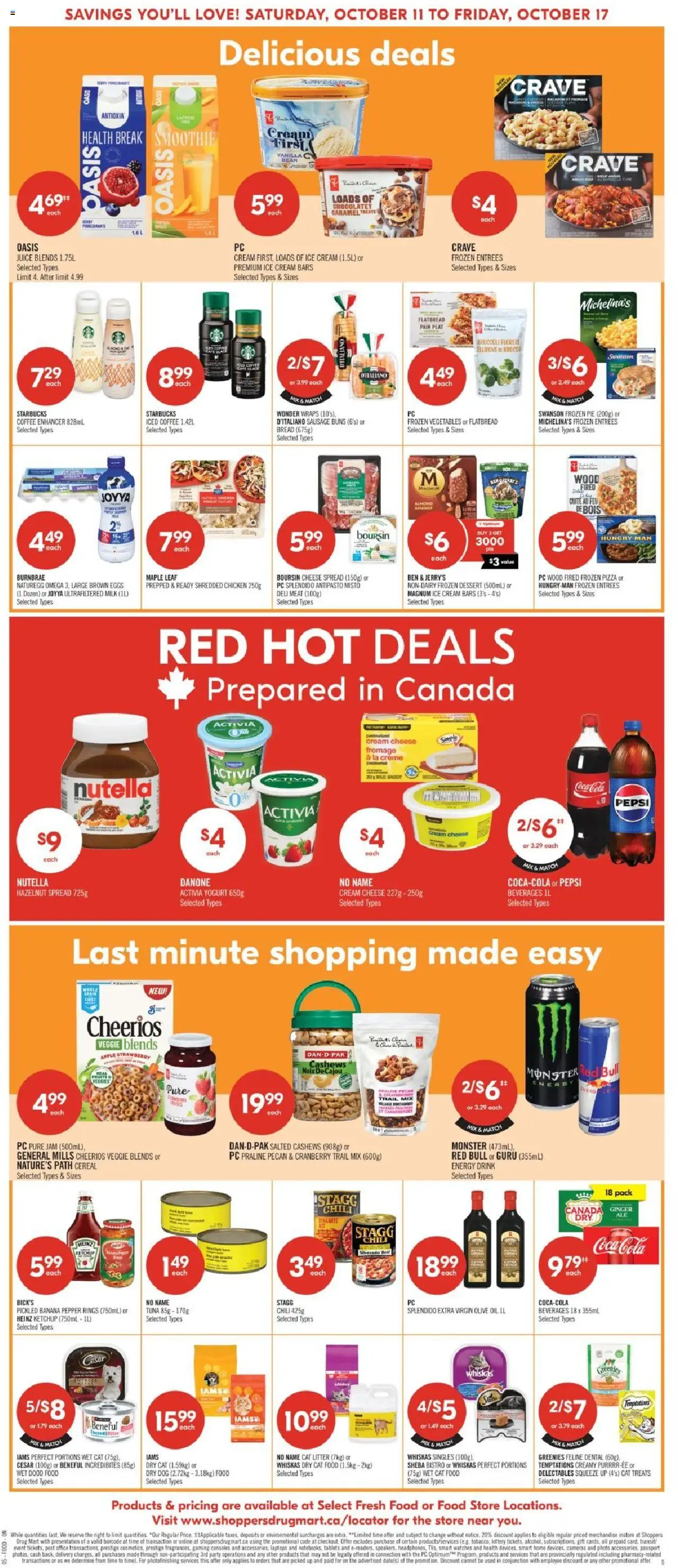 Shoppers flyer valid from 11.10.2025 | Page: 5 | Products: Ketchup, Cheese, Bread, Chicken