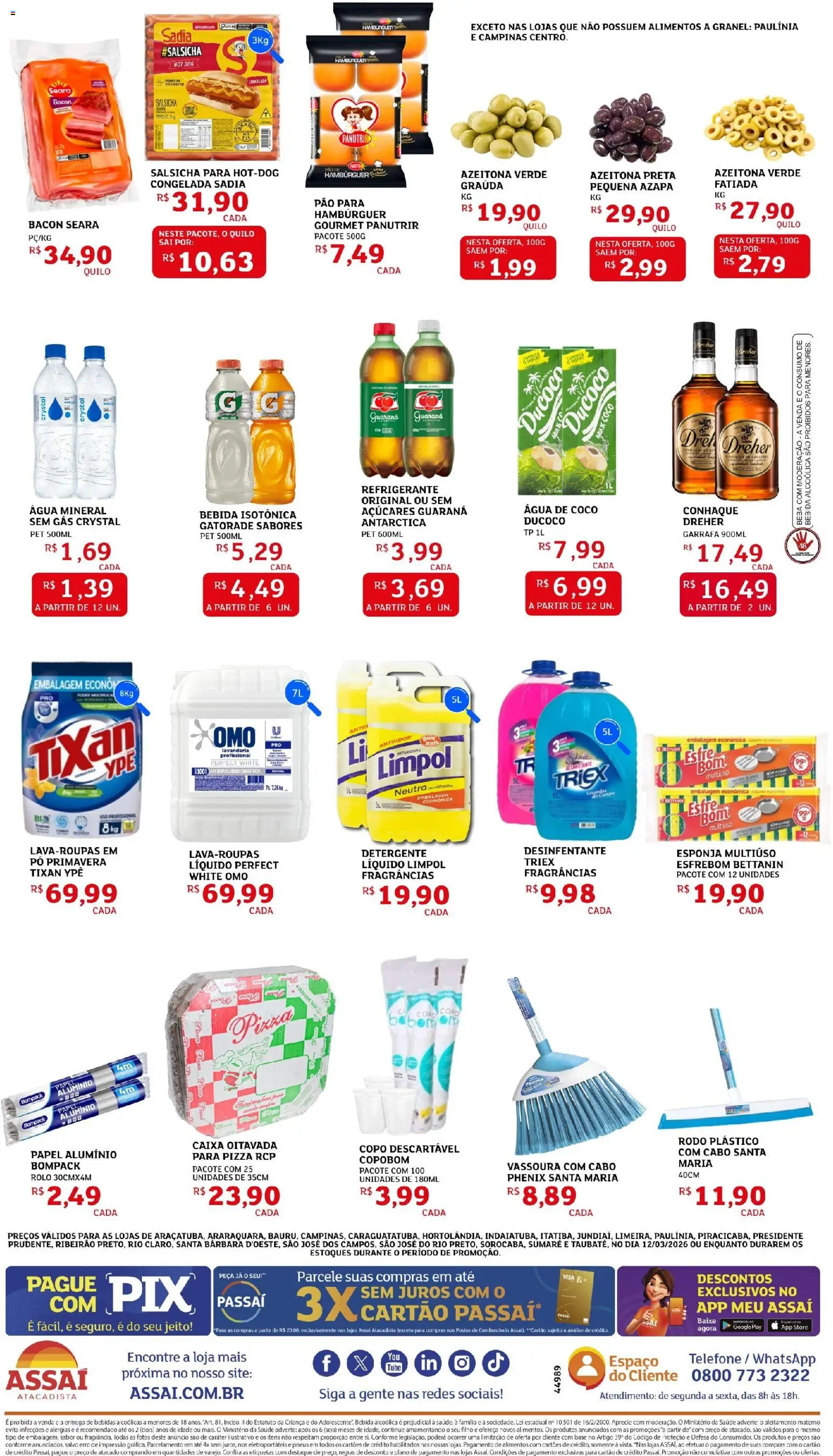 Assaí Atacadista Folheto - válido de 12.03.2026 | Página: 2 | Produtos: Coco, Detergente, Salsicha, Caixa