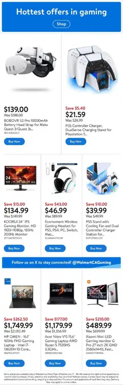 Walmart flyer valid from 17.07.2025 | Page: 6 | Products: Monitor, Playstation, Fan, Battery