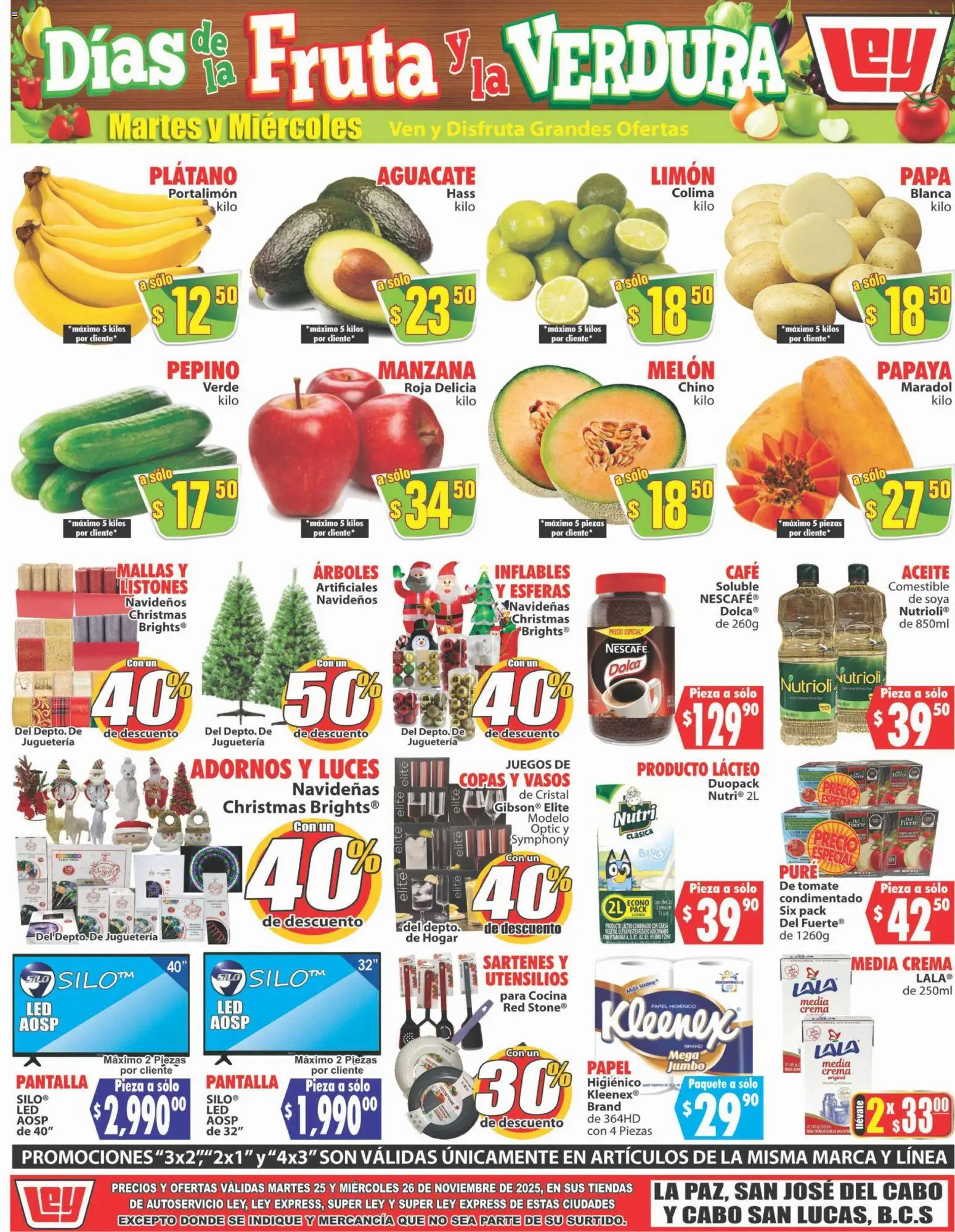 Nuevas ofertas de Casa Ley válidas en toda la República Mexicana desde el 25.11.2025. ¡Encuentra las mejores ofertas en Casa Ley folleto Autoservicio! | Página: 1 | Productos: Papa, Melón, Aceite, Aguacate
