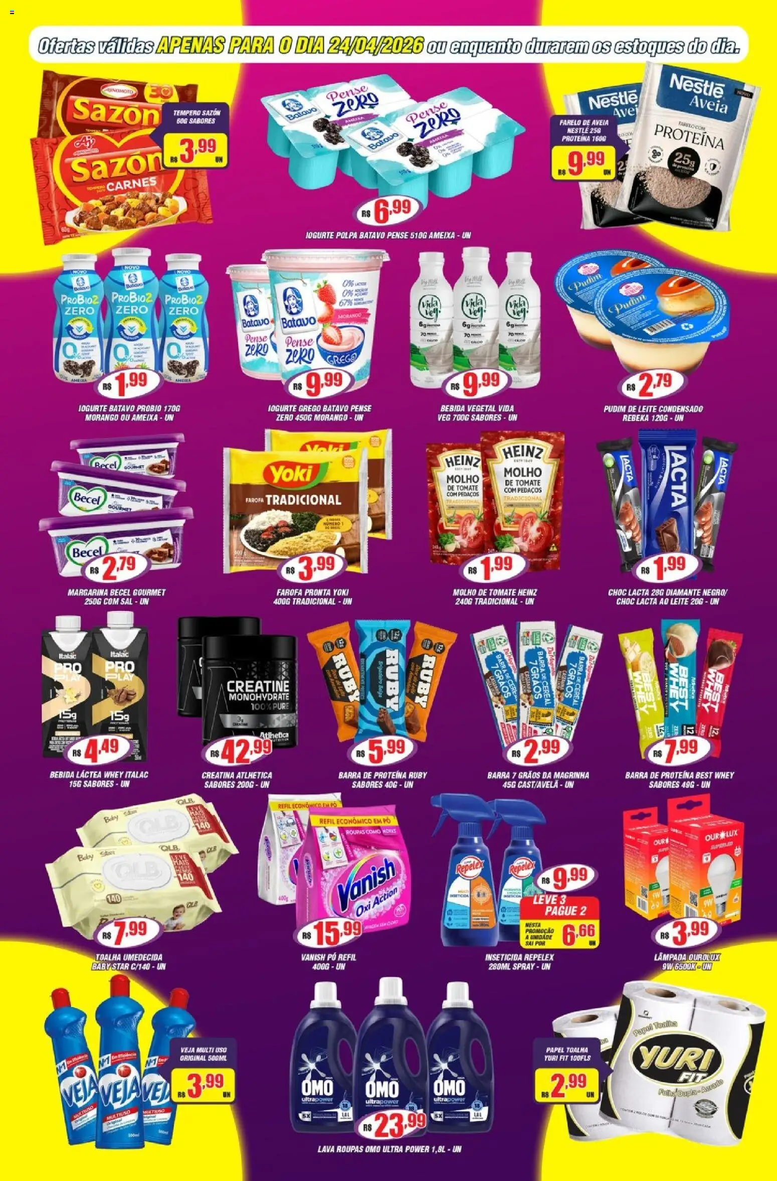 Violeta Supermercados Folheto - válido de 24.04.2026 | Página: 3 | Produtos: Leite, Bebida, Aveia, Inseticida