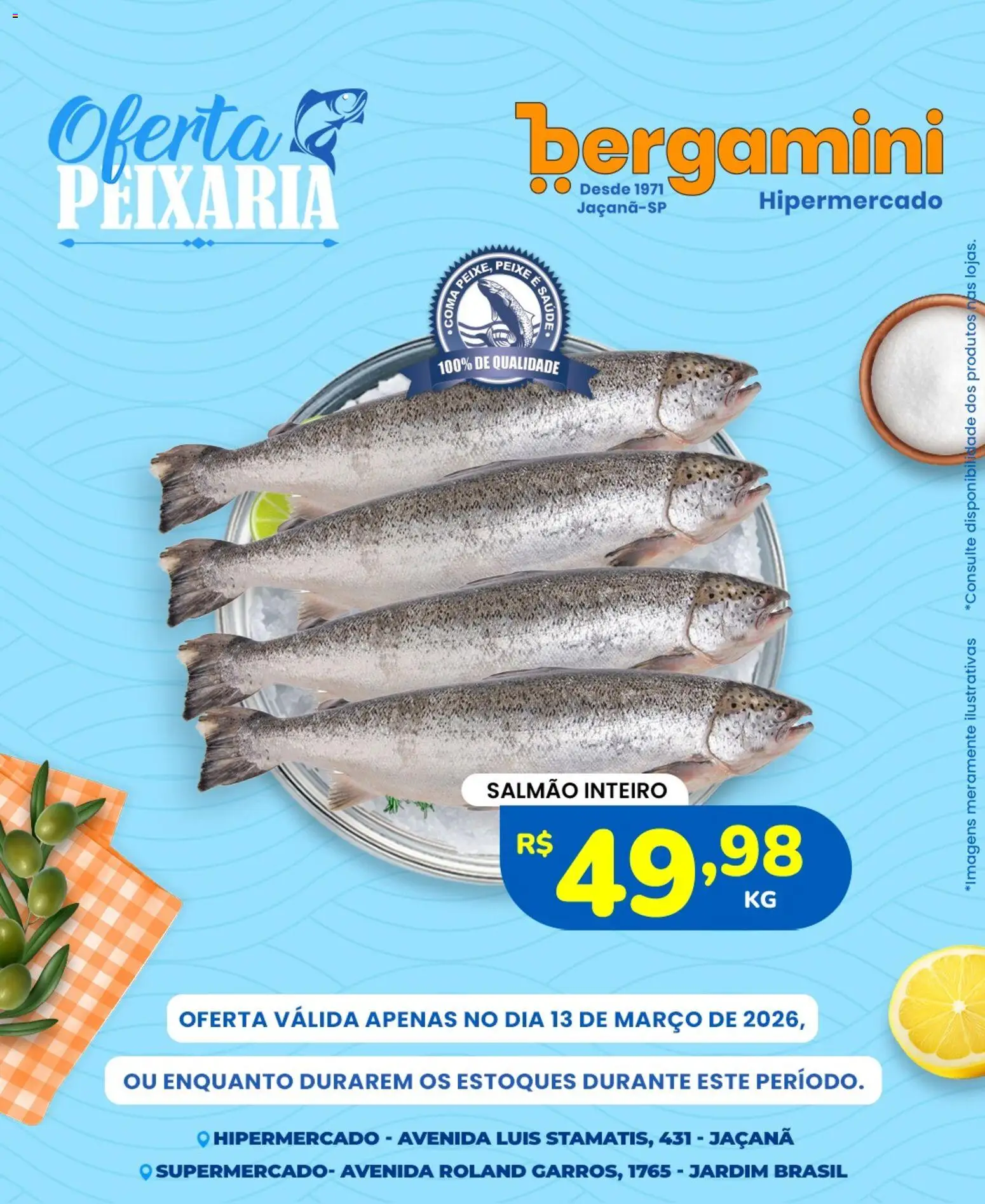 Supermercado Bergamini Folheto - válido de 13.03.2026 | Página: 1 | Produtos: Salmão