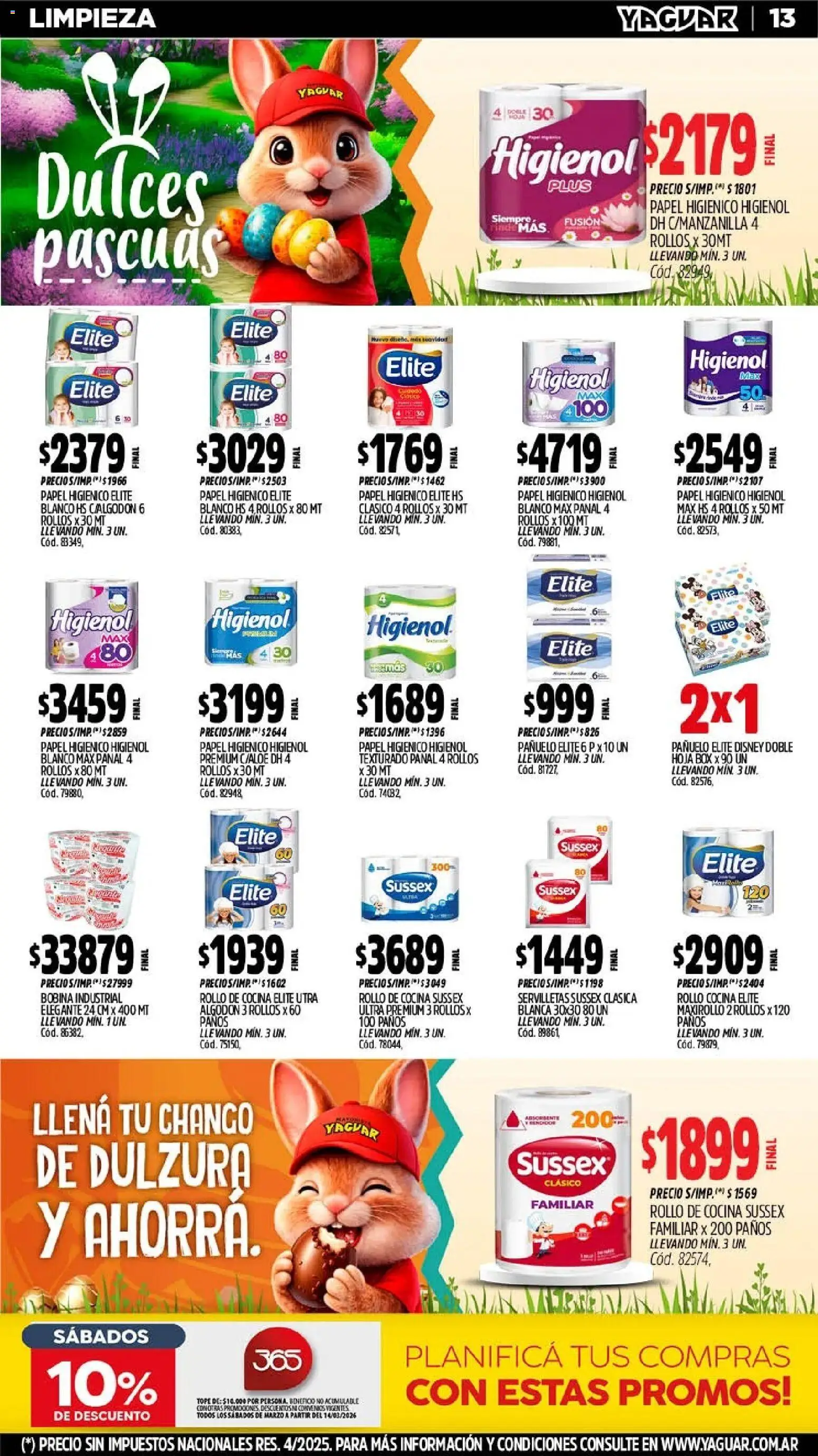 Yaguar - Oferta Semanal Chaco │ válido desde el 23.03.2026 | Página: 13 | Productos: Pañuelo, Cocina, Servilletas, Huevo